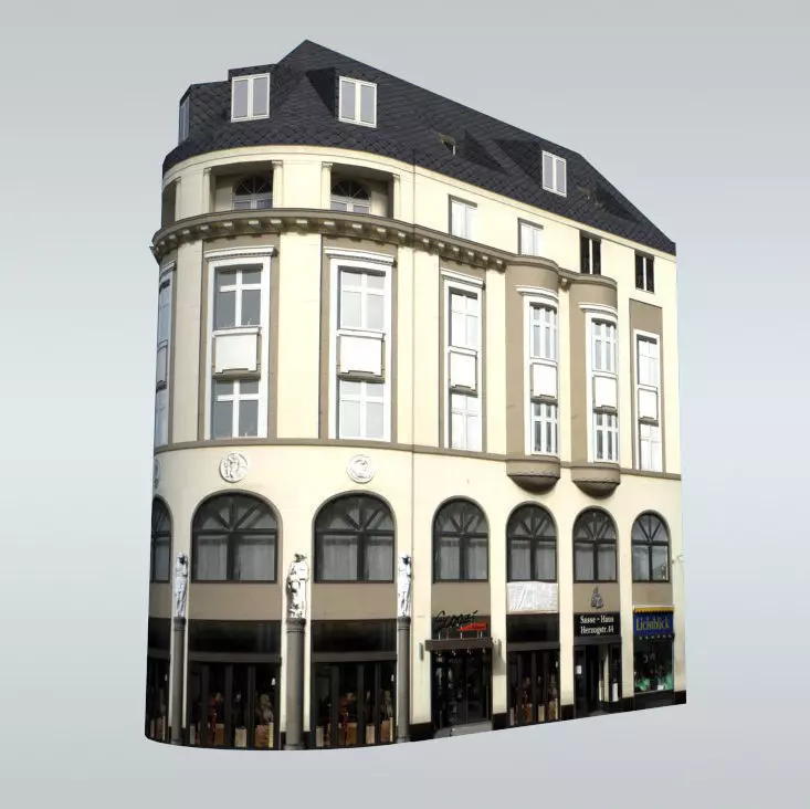 Classical European Buildings Low-poly 3D model_0