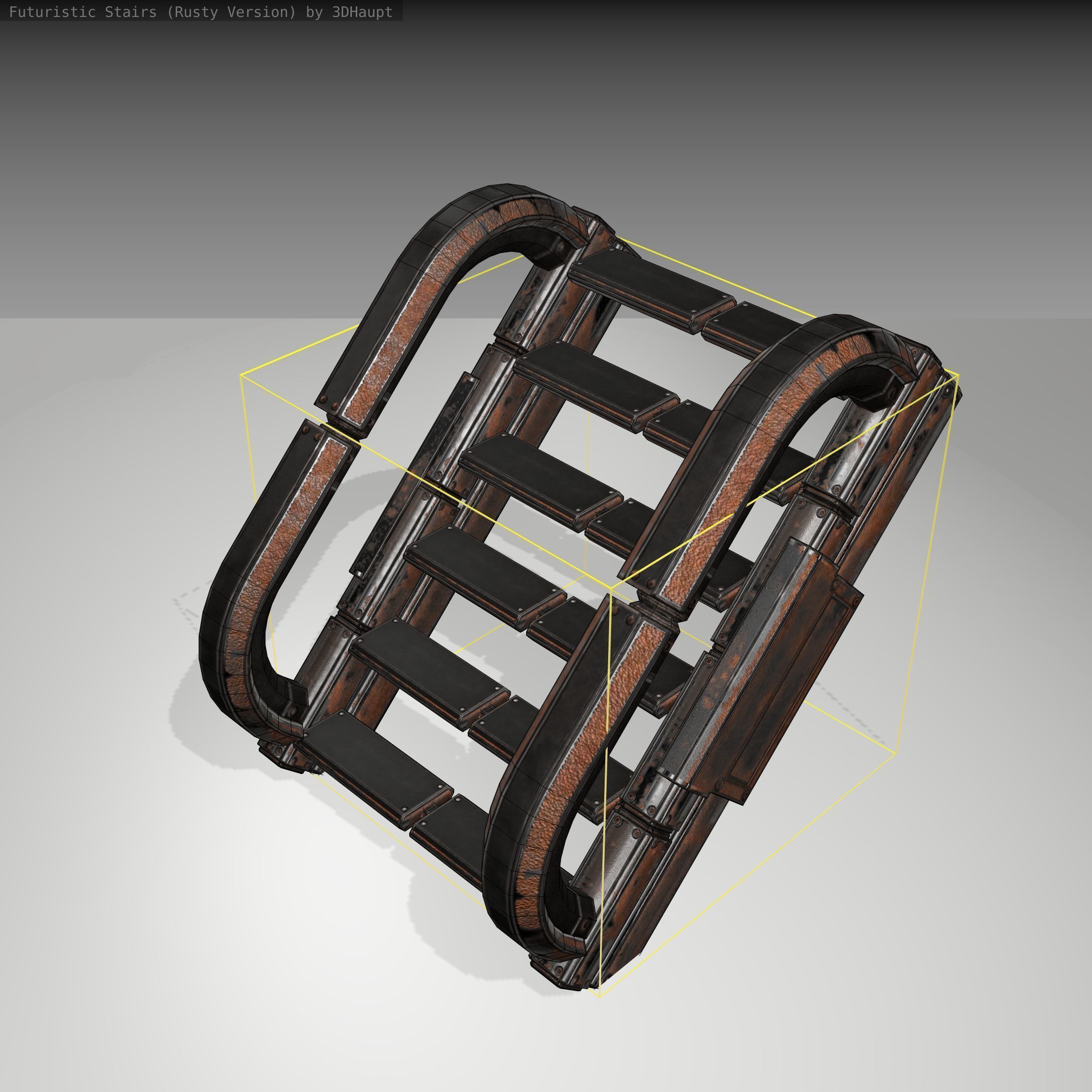 Futuristic Stairs - 10 - Rusty Textures Low-poly 3D model_24