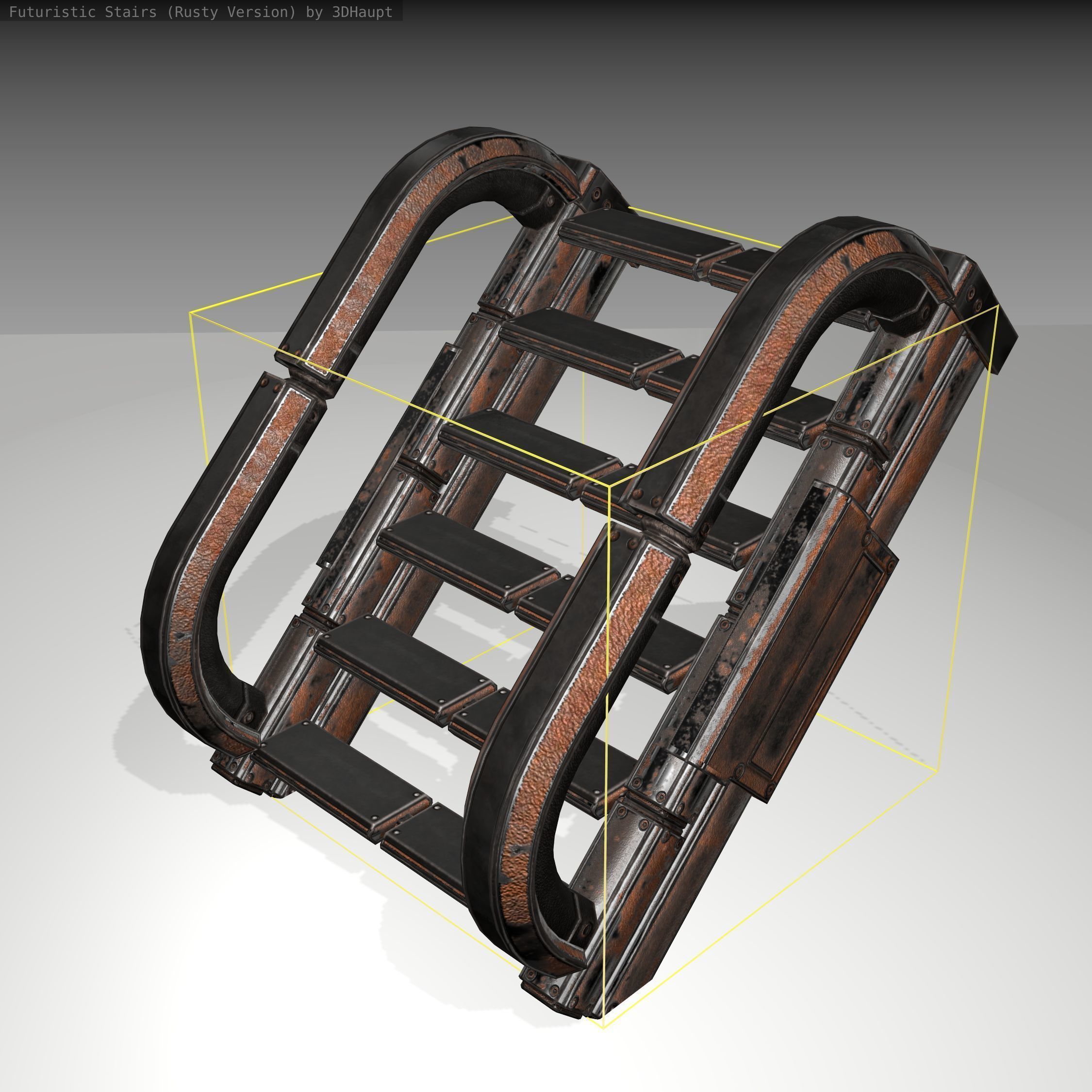 Futuristic Stairs - 10 - Rusty Textures Low-poly 3D model_7