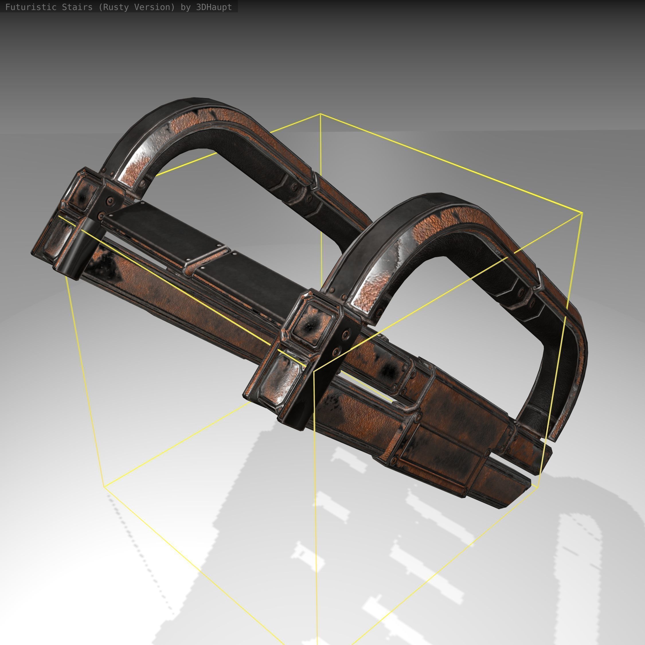 Futuristic Stairs - 10 - Rusty Textures Low-poly 3D model_3