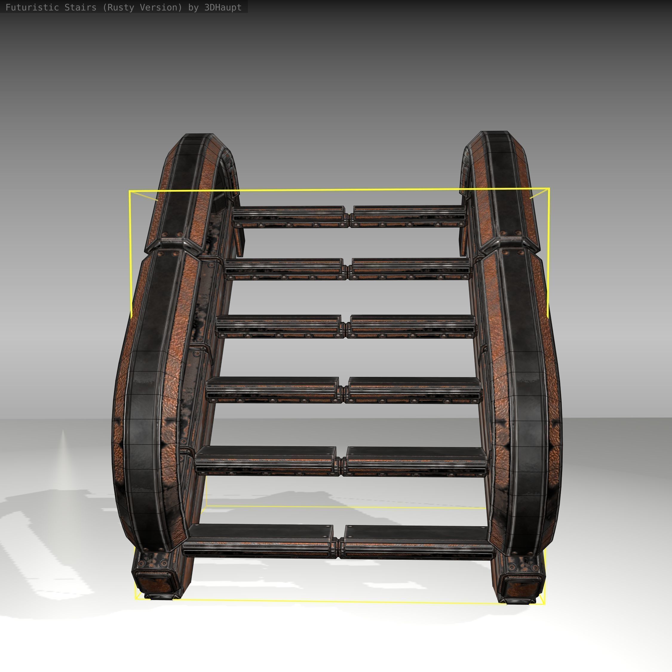 Futuristic Stairs - 10 - Rusty Textures Low-poly 3D model_13