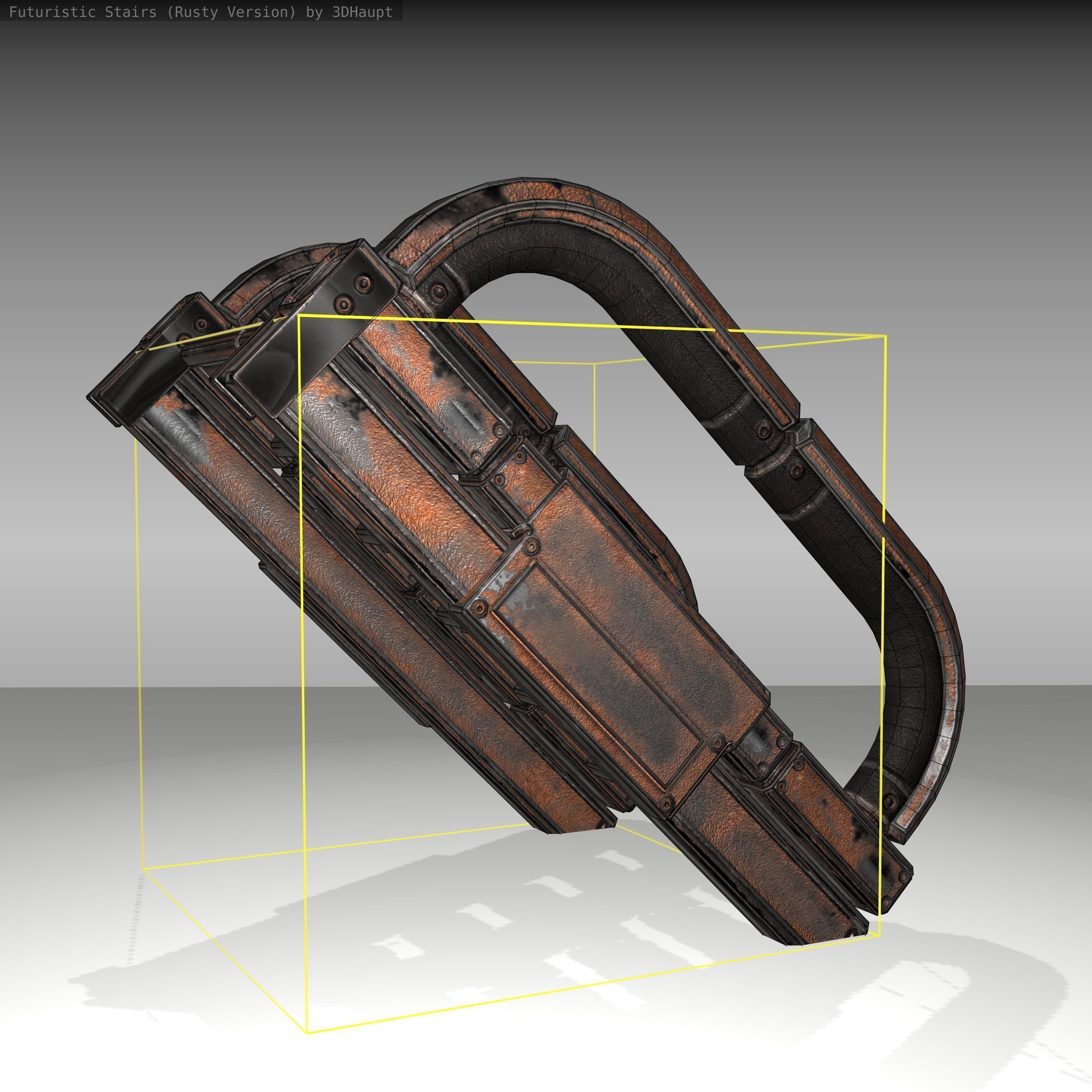 Futuristic Stairs - 10 - Rusty Textures Low-poly 3D model_11