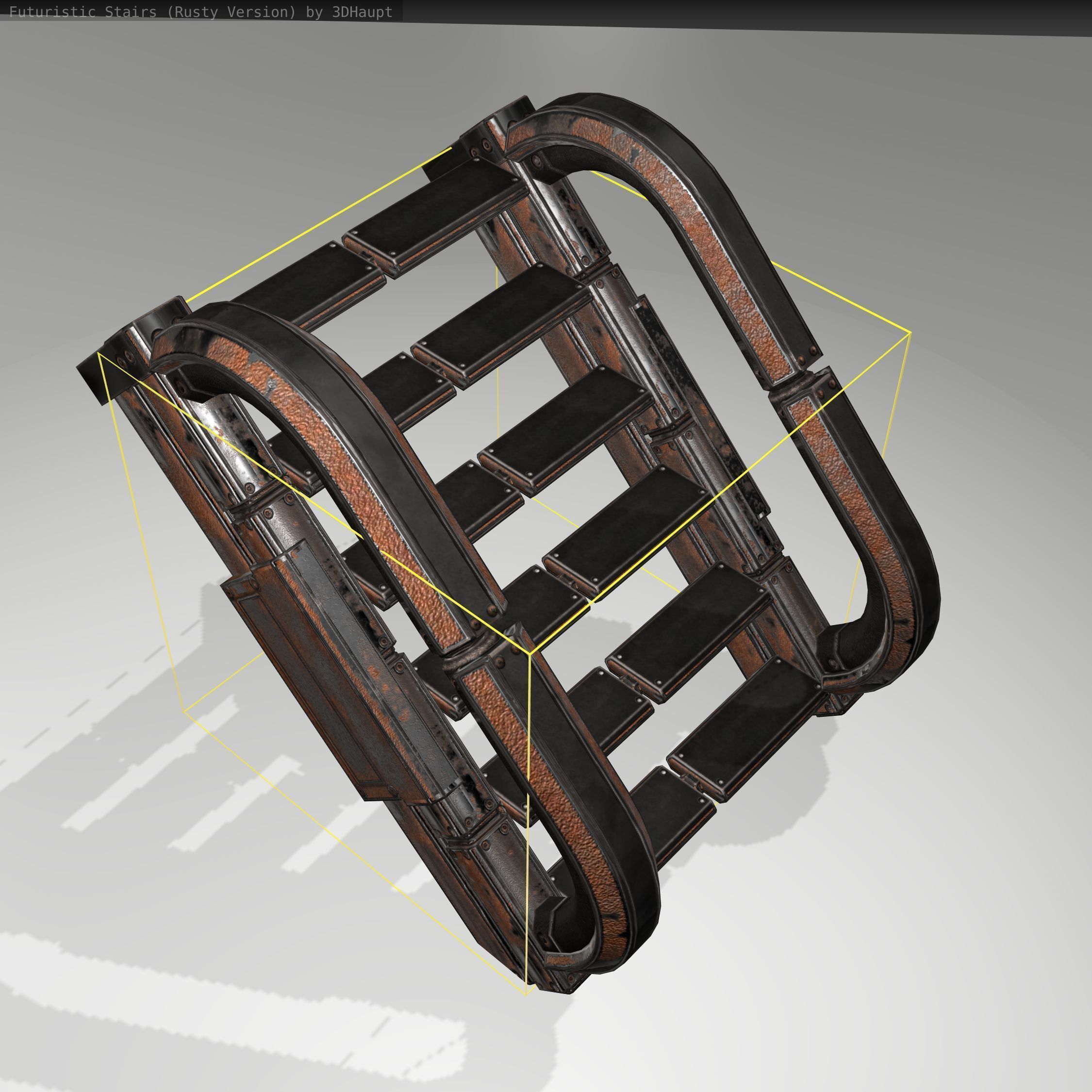 Futuristic Stairs - 10 - Rusty Textures Low-poly 3D model_18