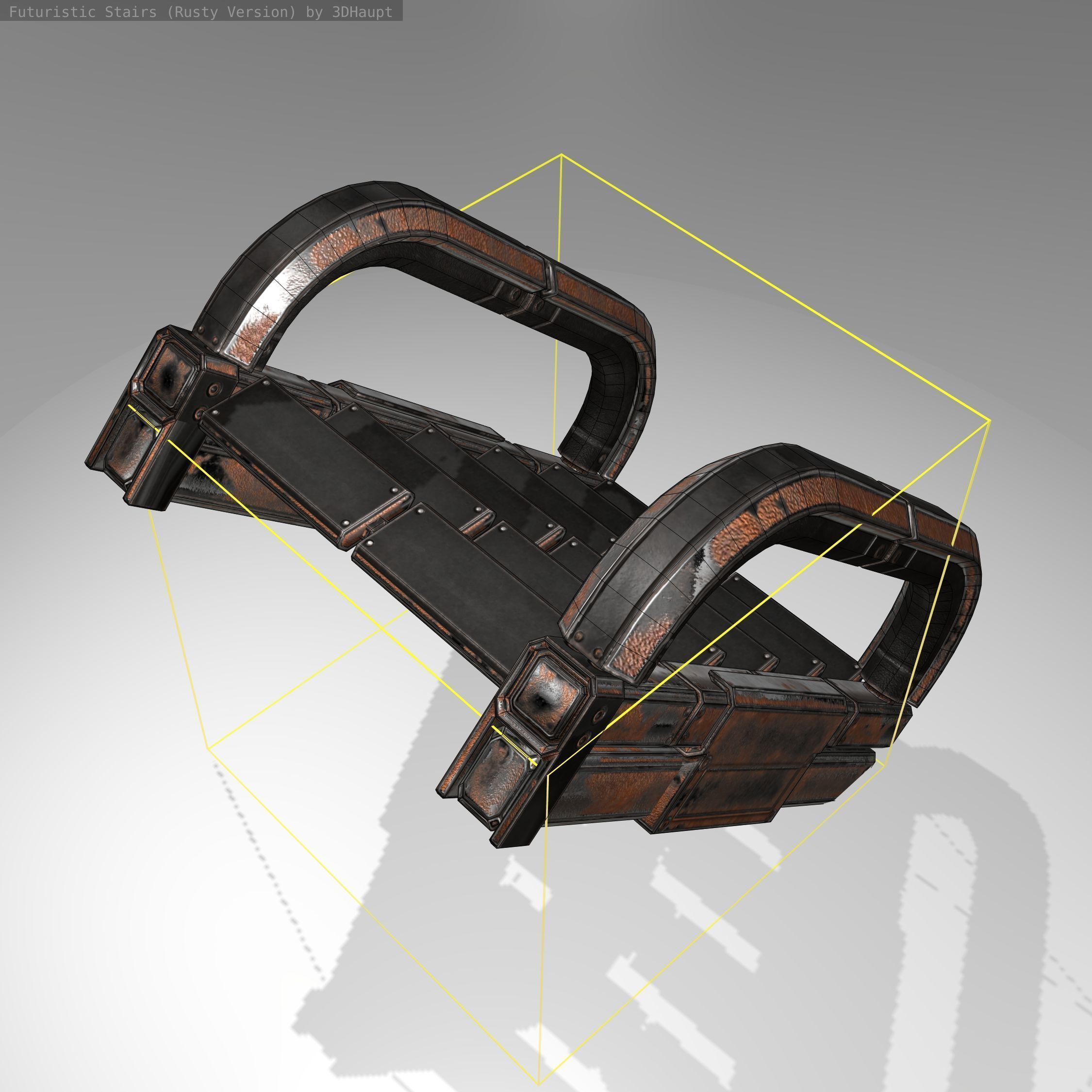 Futuristic Stairs - 10 - Rusty Textures Low-poly 3D model_17