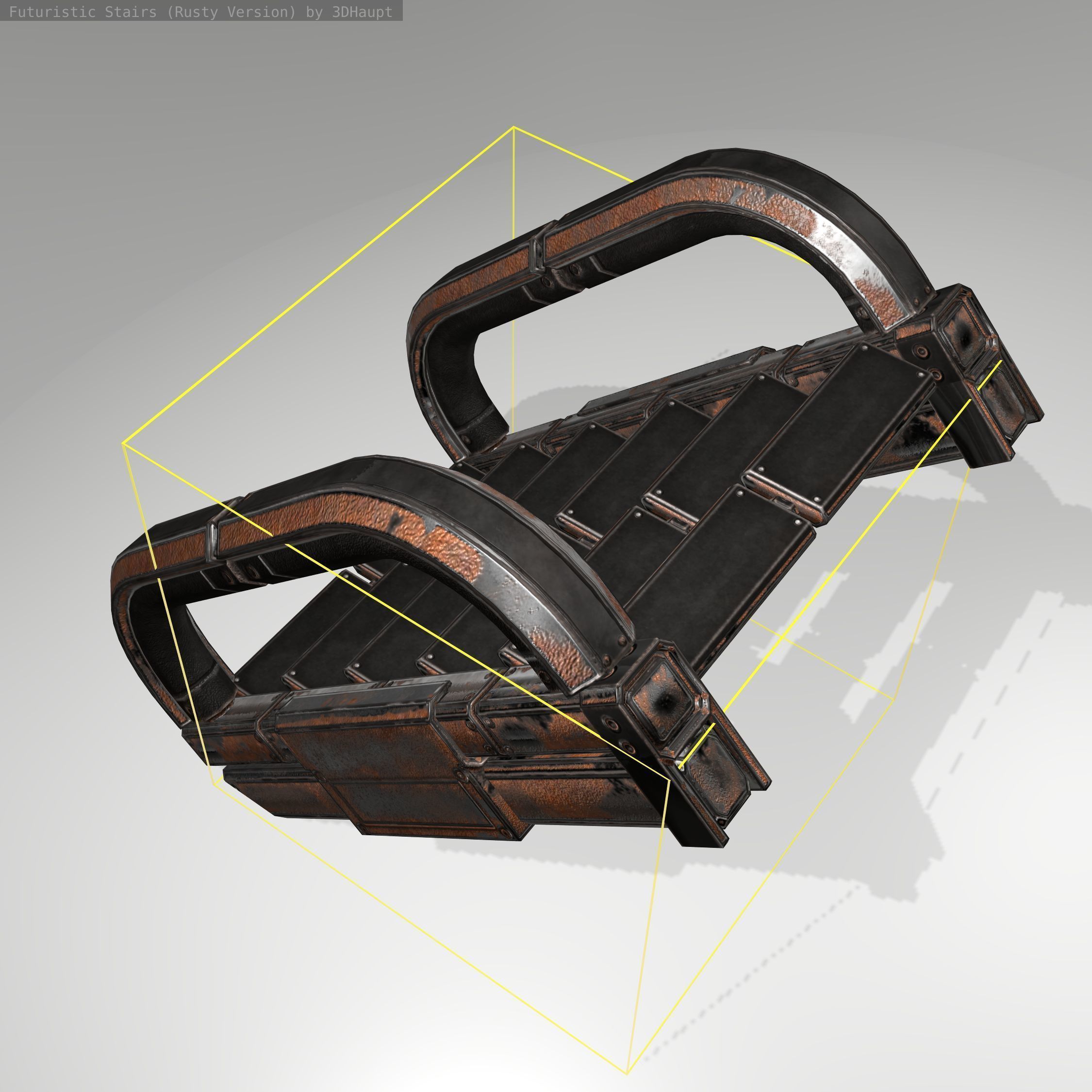 Futuristic Stairs - 10 - Rusty Textures Low-poly 3D model_16