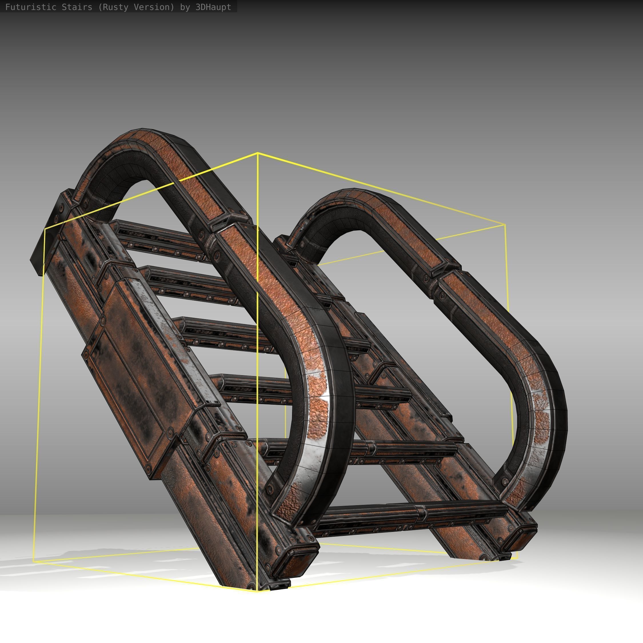 Futuristic Stairs - 10 - Rusty Textures Low-poly 3D model_21