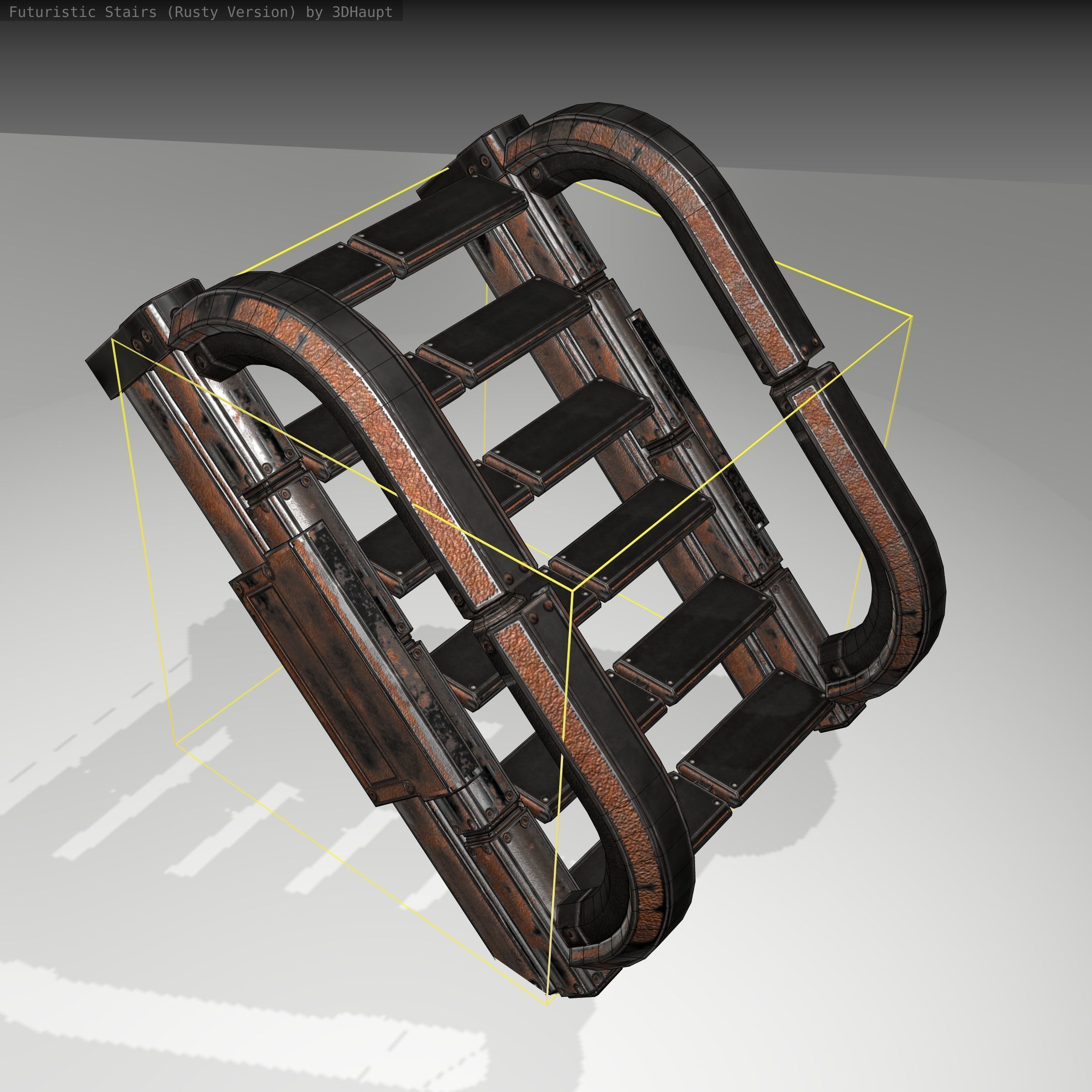 Futuristic Stairs - 10 - Rusty Textures Low-poly 3D model_19