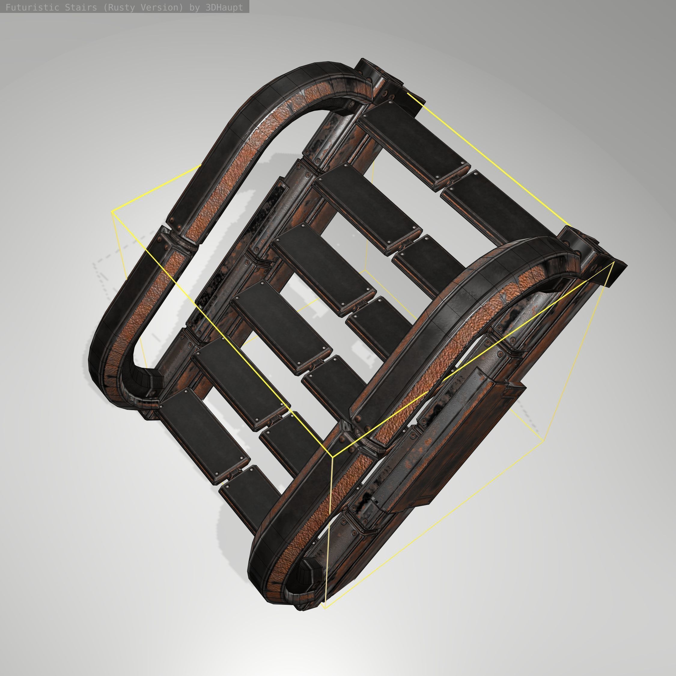 Futuristic Stairs - 10 - Rusty Textures Low-poly 3D model_15