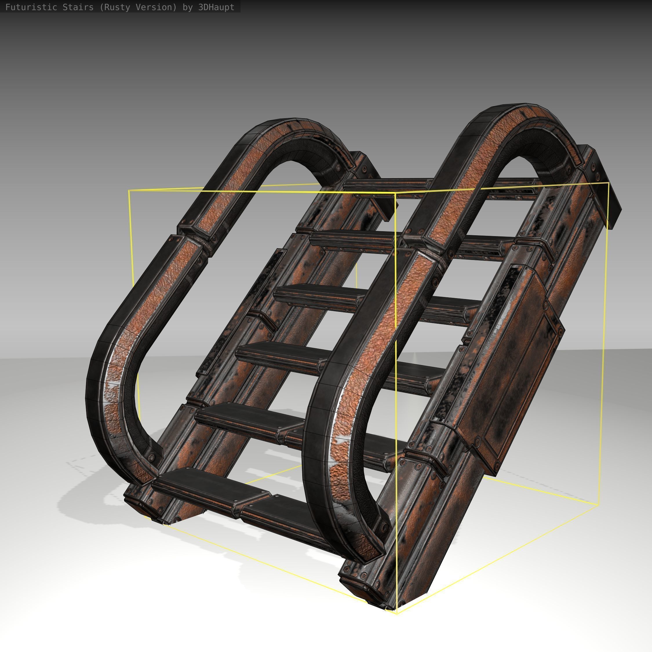 Futuristic Stairs - 10 - Rusty Textures Low-poly 3D model_22