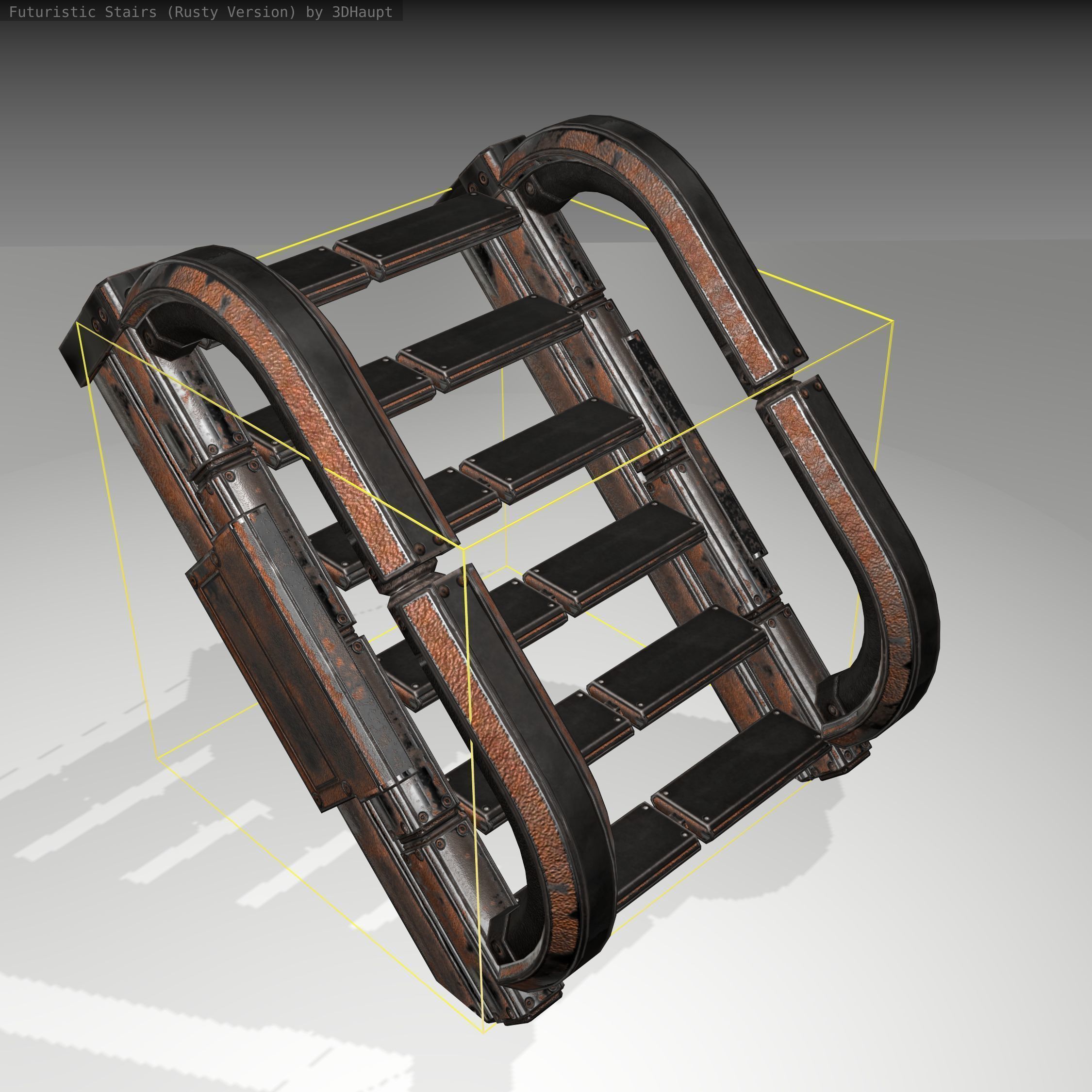 Futuristic Stairs - 10 - Rusty Textures Low-poly 3D model_5