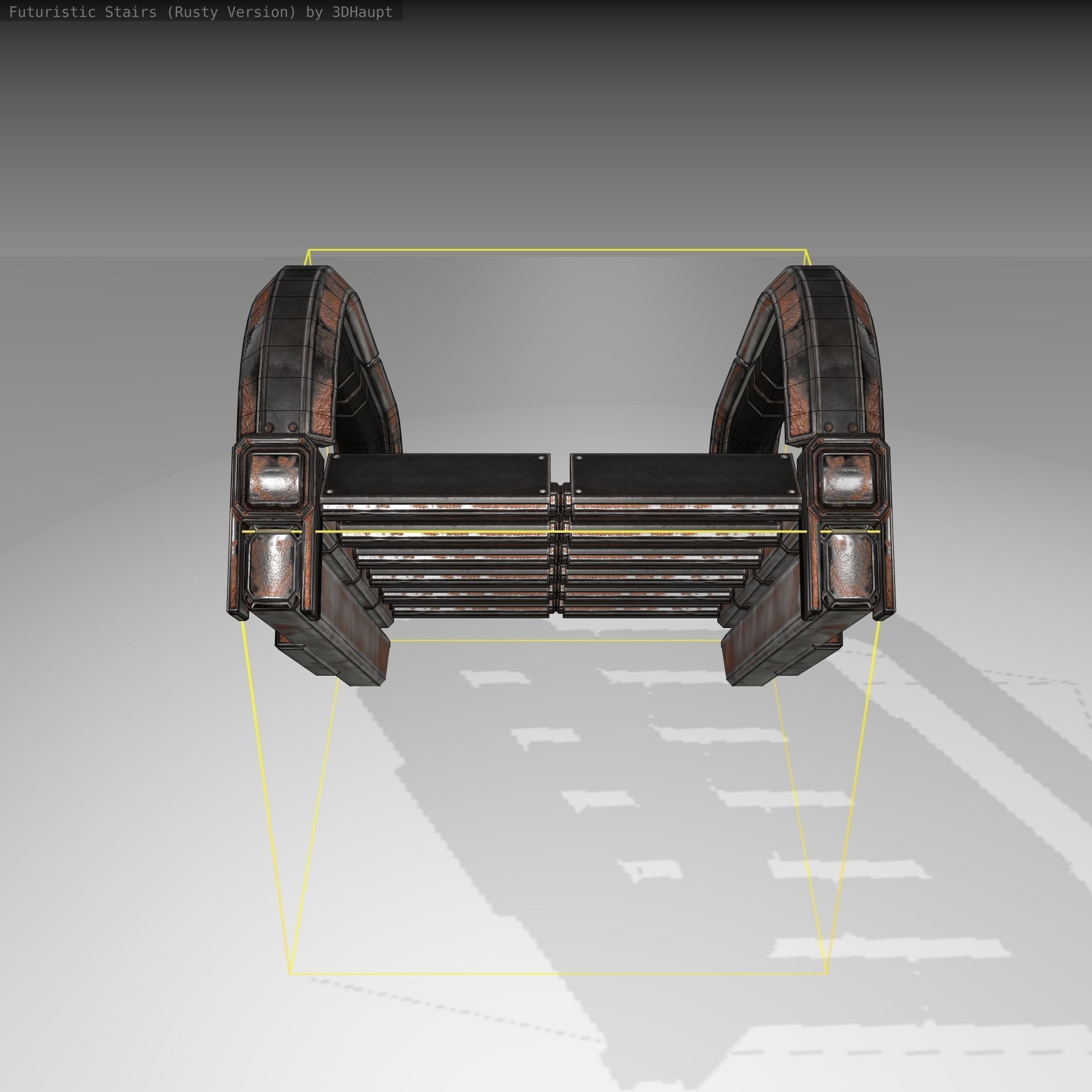 Futuristic Stairs - 10 - Rusty Textures Low-poly 3D model_2