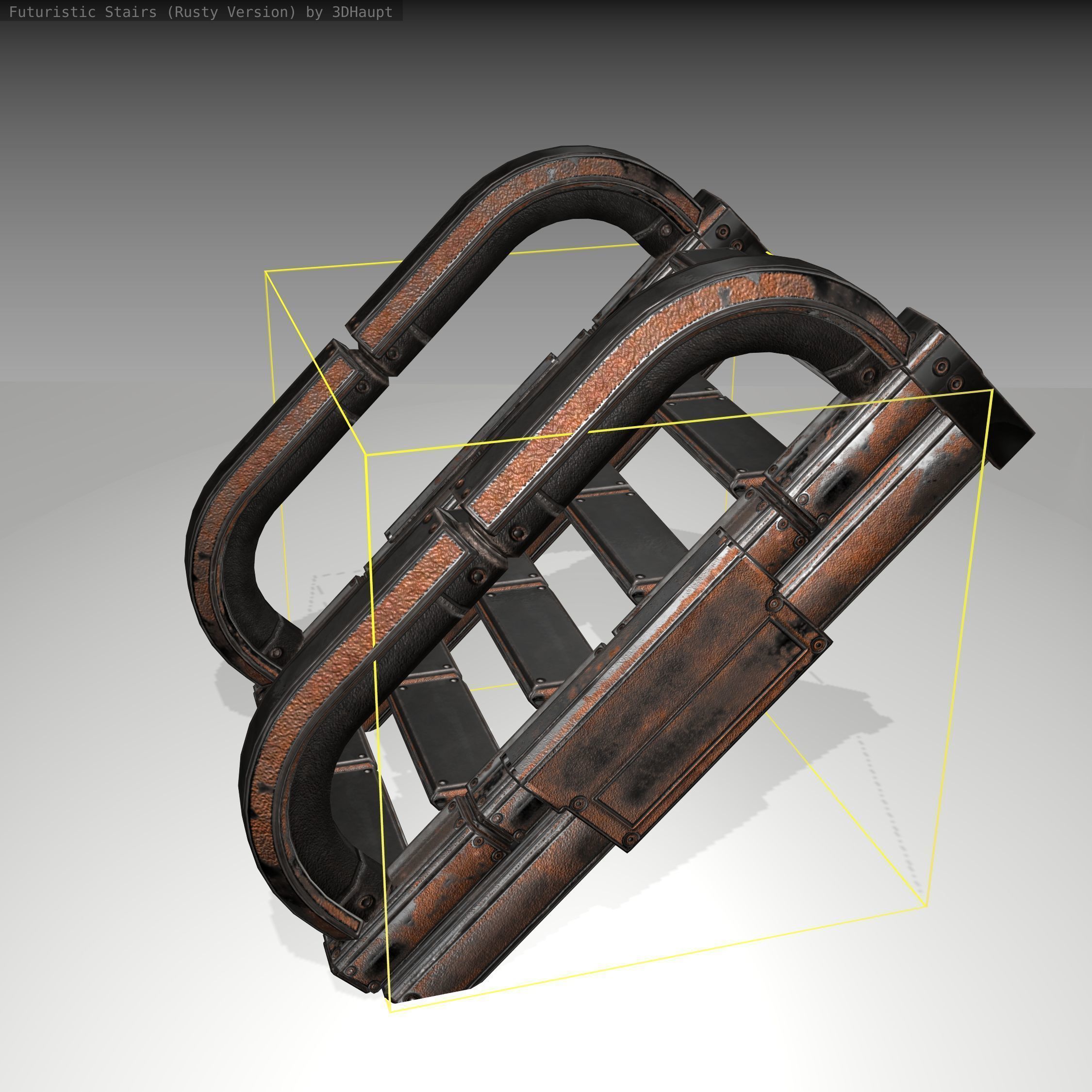 Futuristic Stairs - 10 - Rusty Textures Low-poly 3D model_23