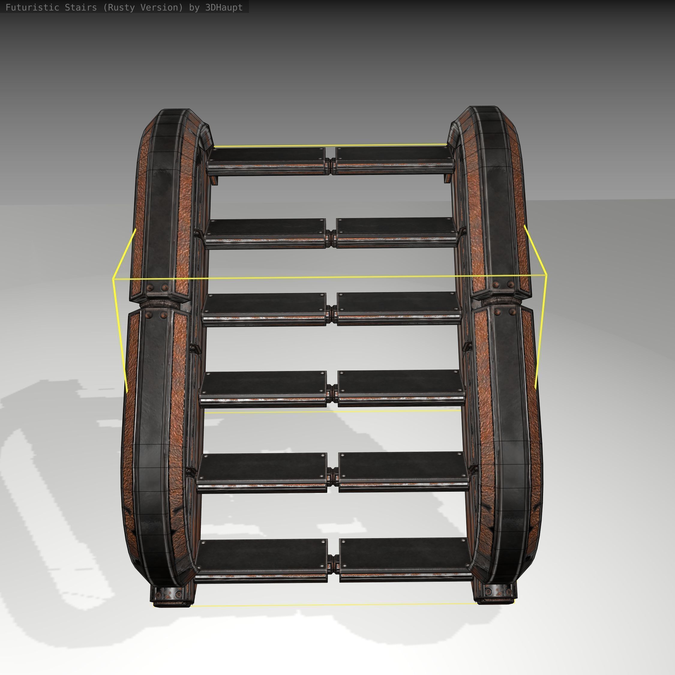 Futuristic Stairs - 10 - Rusty Textures Low-poly 3D model_6