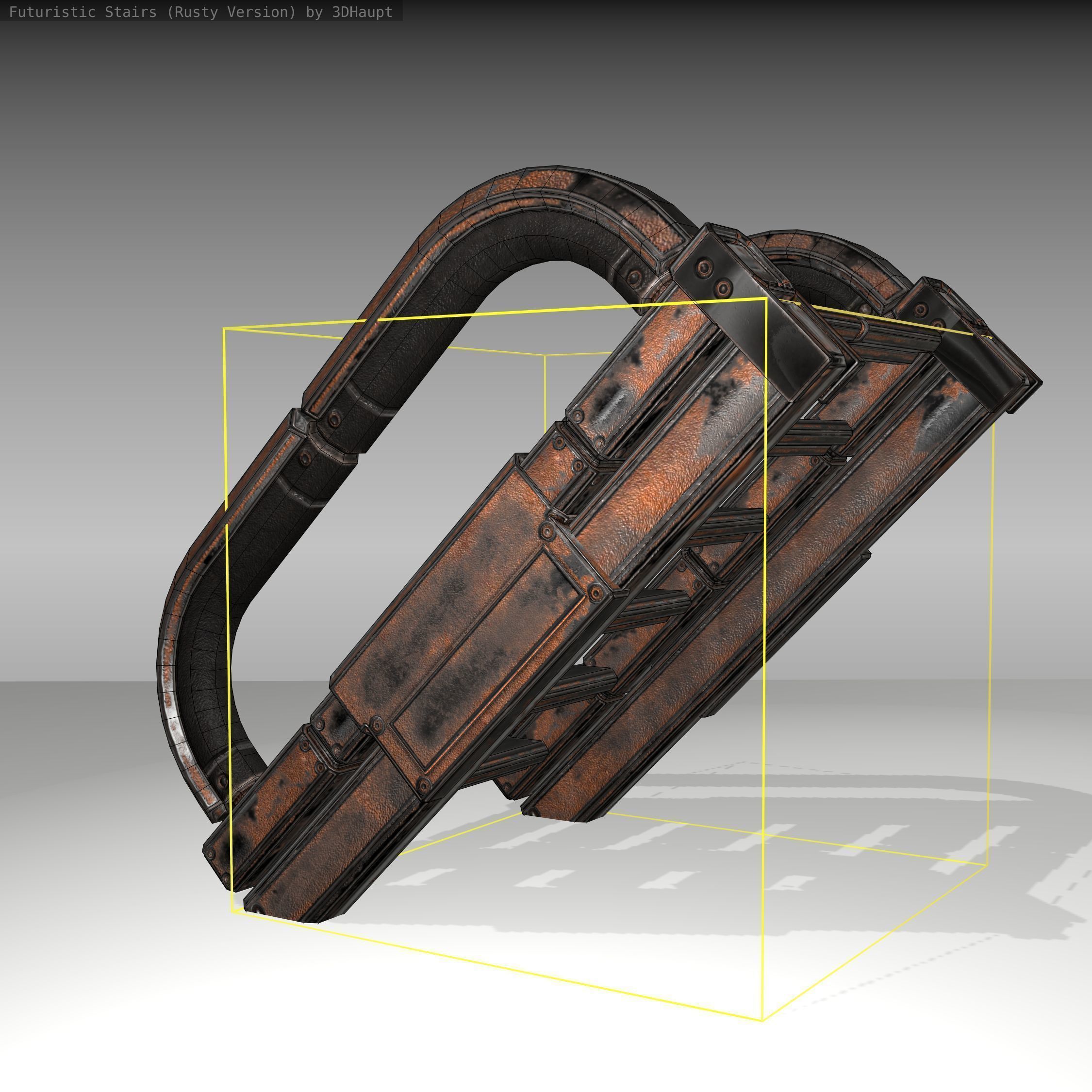 Futuristic Stairs - 10 - Rusty Textures Low-poly 3D model_9