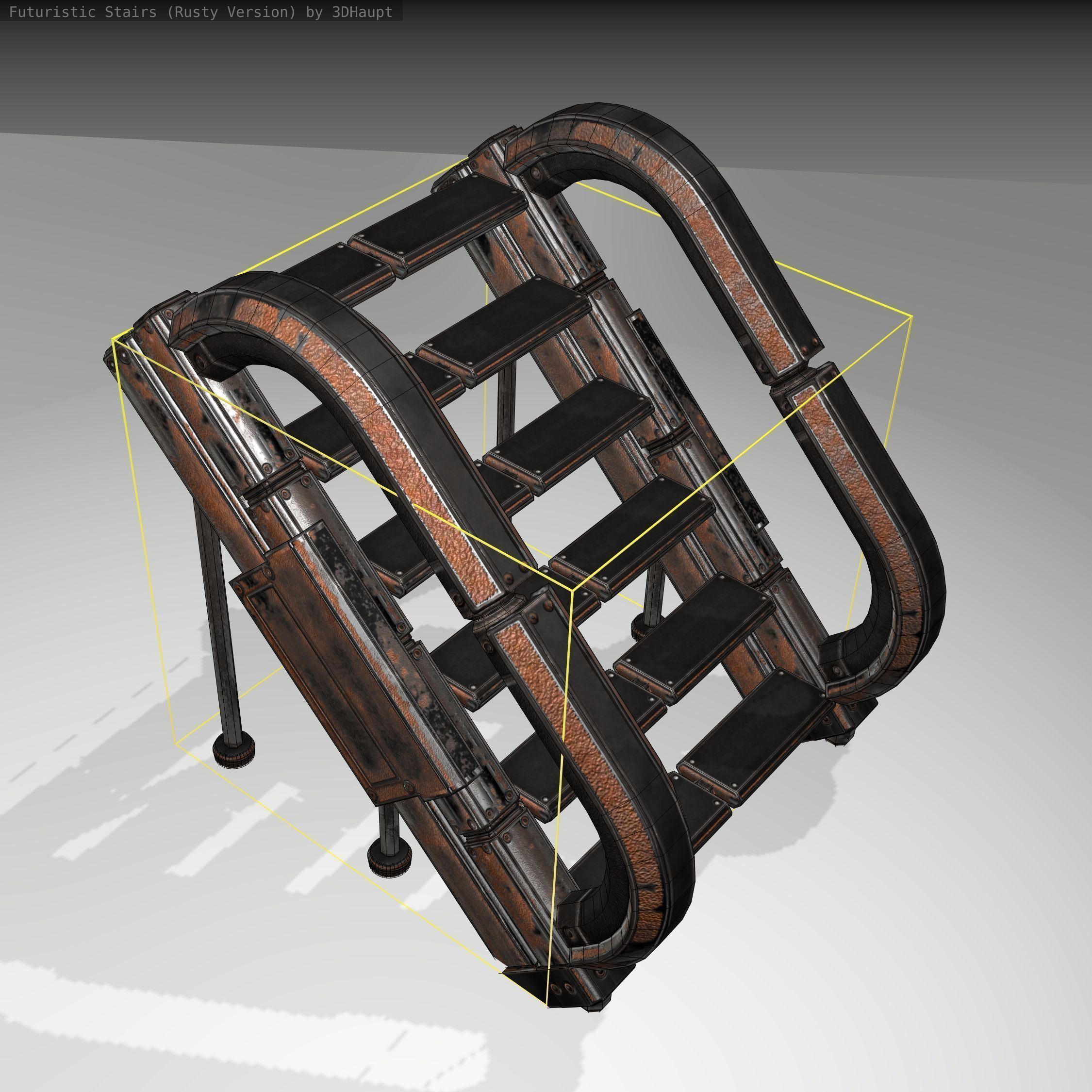 Futuristic Stairs - 12 - Rusty Textures Low-poly 3D model_19