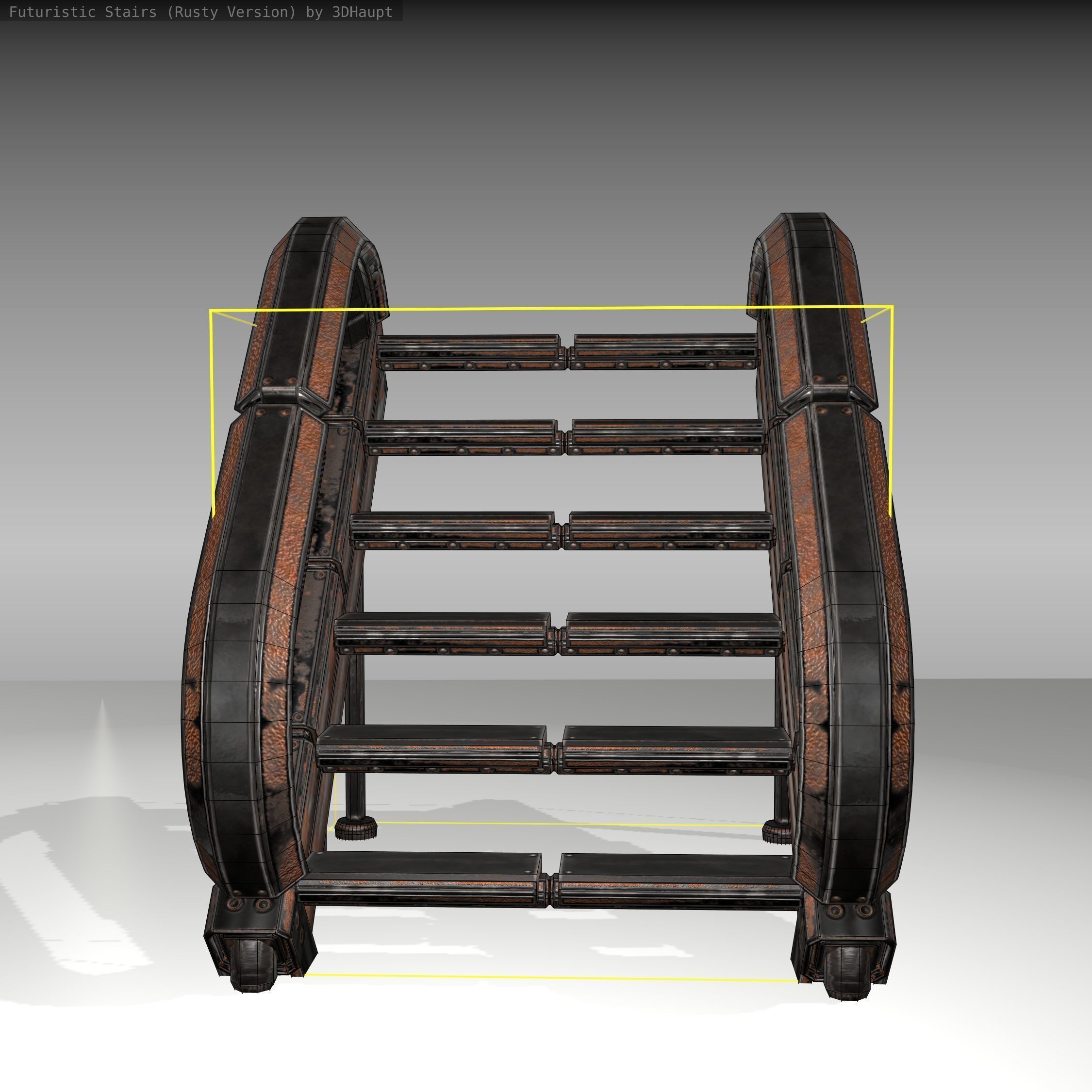 Futuristic Stairs - 12 - Rusty Textures Low-poly 3D model_13