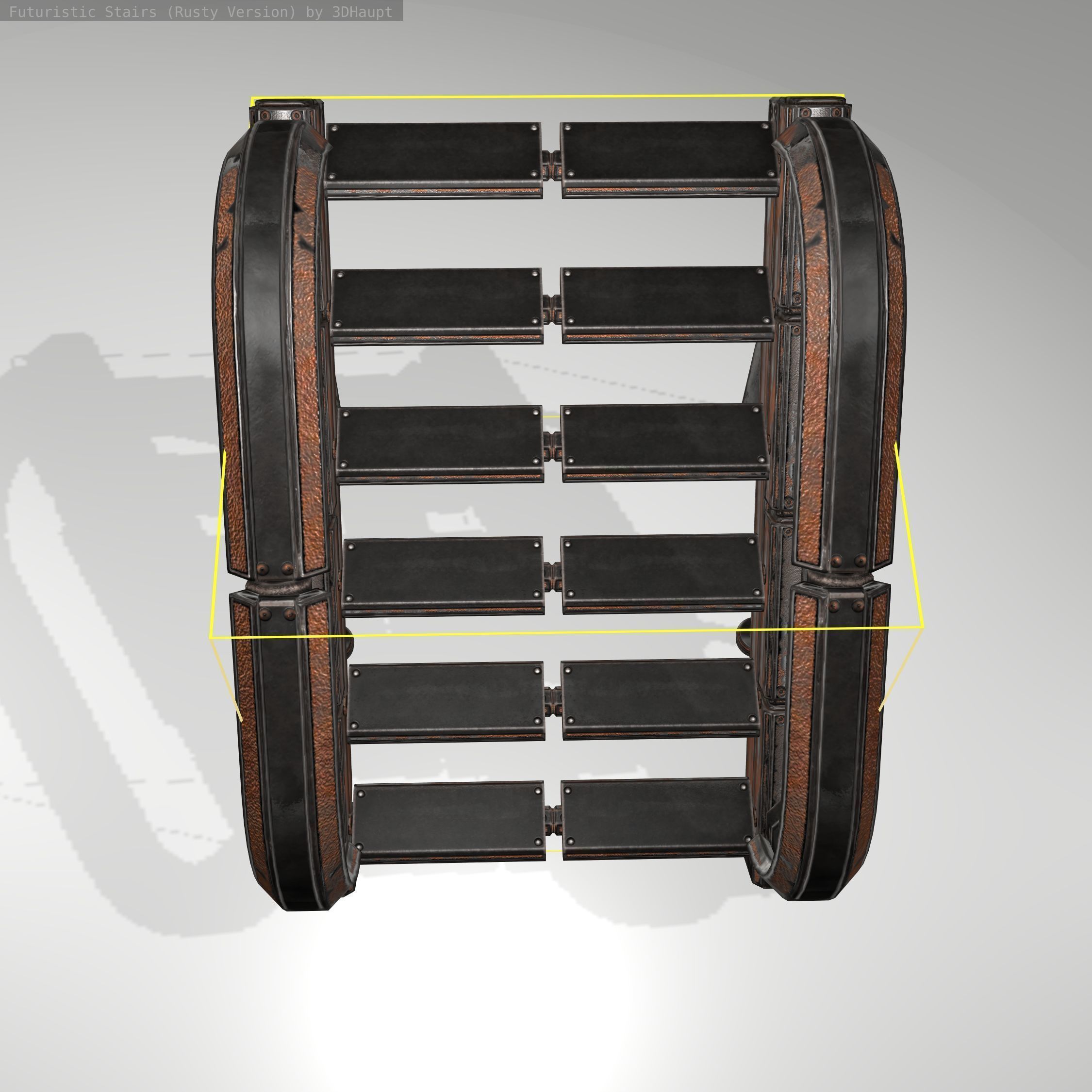 Futuristic Stairs - 12 - Rusty Textures Low-poly 3D model_14