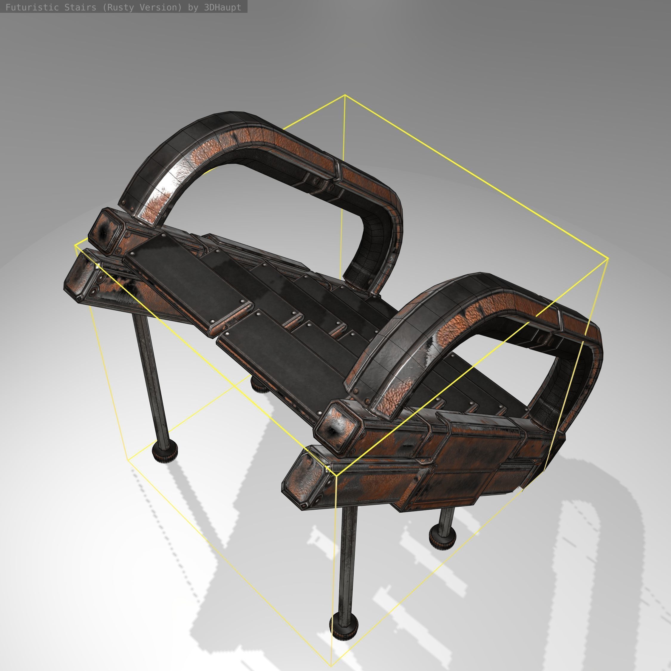 Futuristic Stairs - 12 - Rusty Textures Low-poly 3D model_17