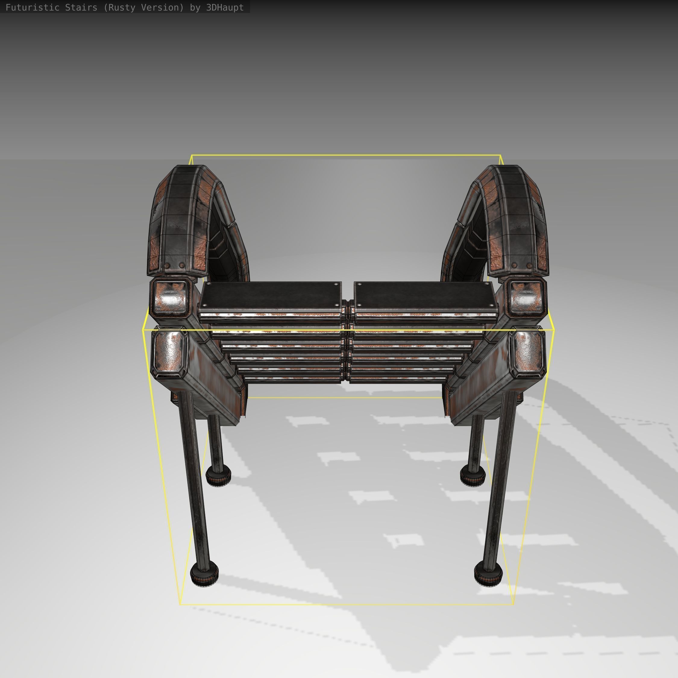 Futuristic Stairs - 12 - Rusty Textures Low-poly 3D model_2