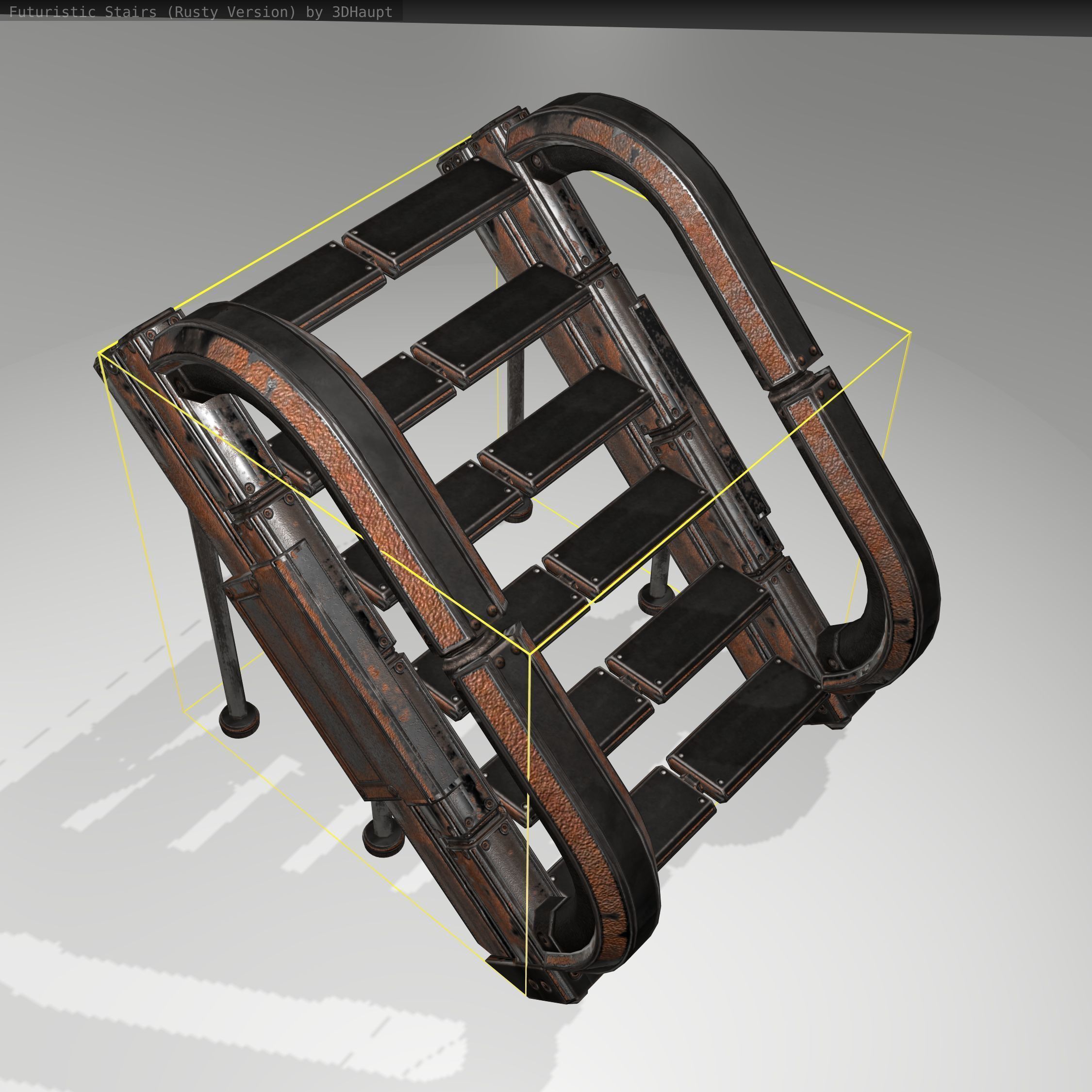 Futuristic Stairs - 12 - Rusty Textures Low-poly 3D model_18