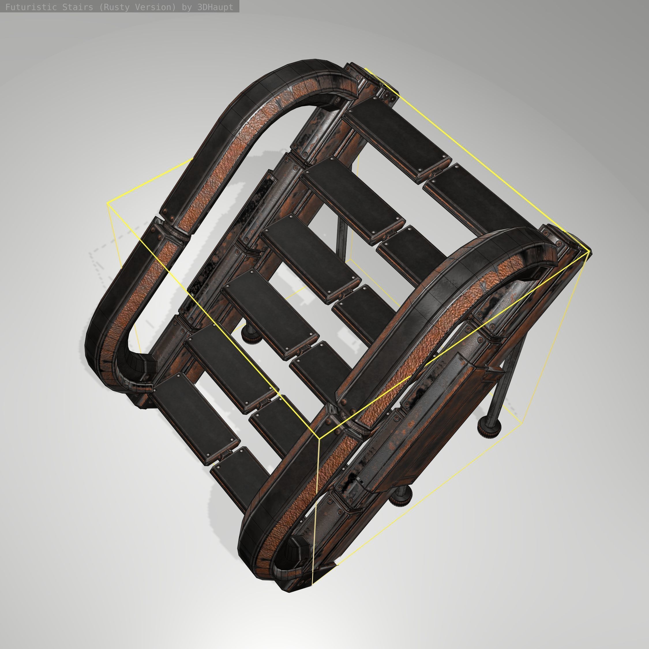 Futuristic Stairs - 12 - Rusty Textures Low-poly 3D model_15