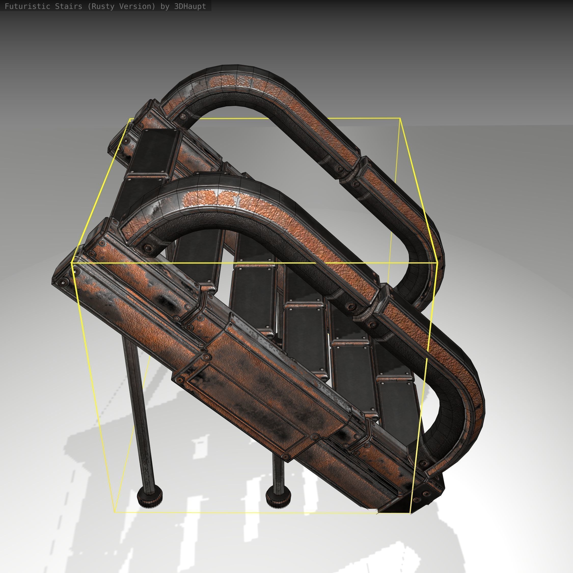 Futuristic Stairs - 12 - Rusty Textures Low-poly 3D model_4