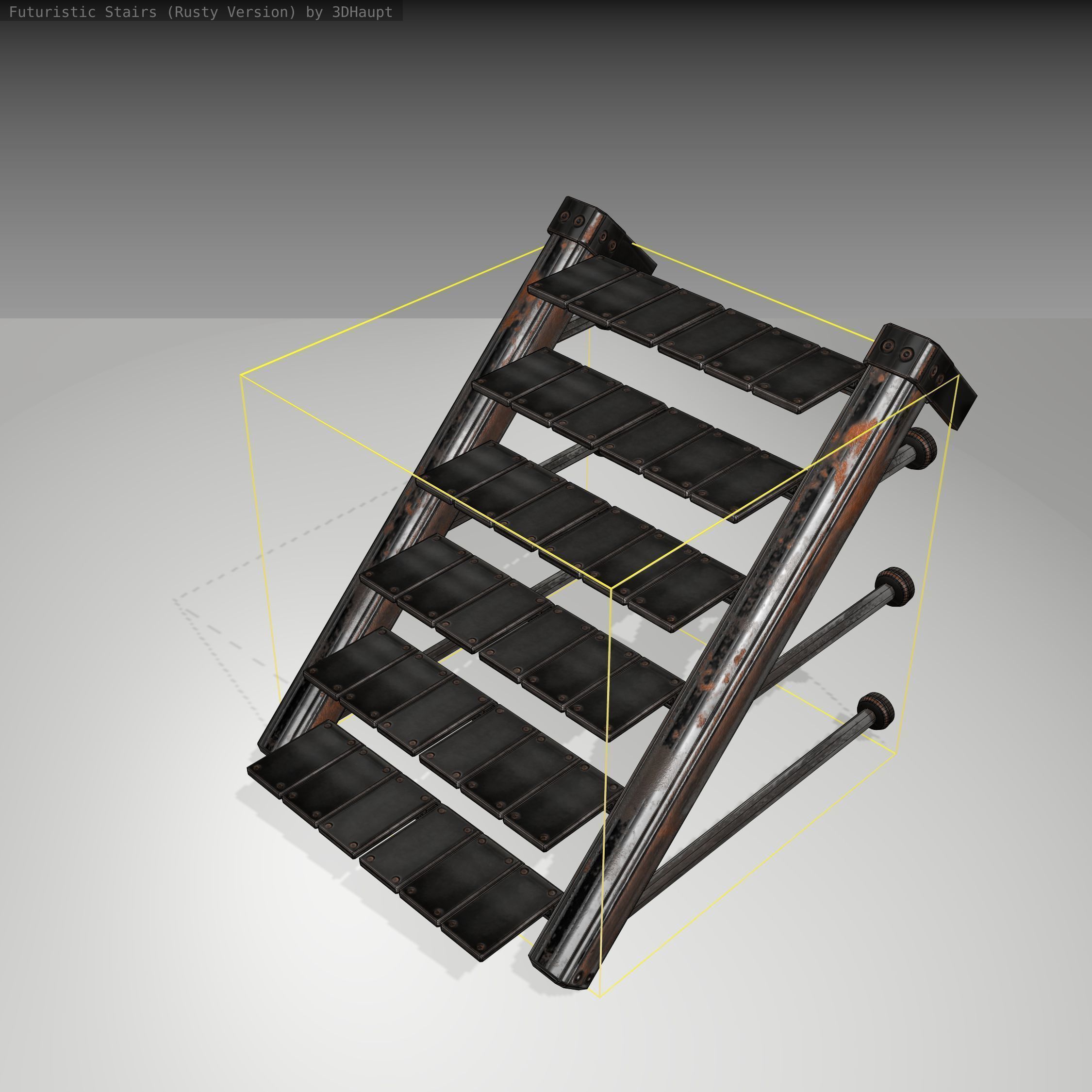 Futuristic Stairs - 12 - Rusty Textures Low-poly 3D model_24