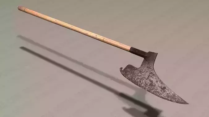Doloire Battle Axe - German 16th Century - Wood with Steel Blade 3D model