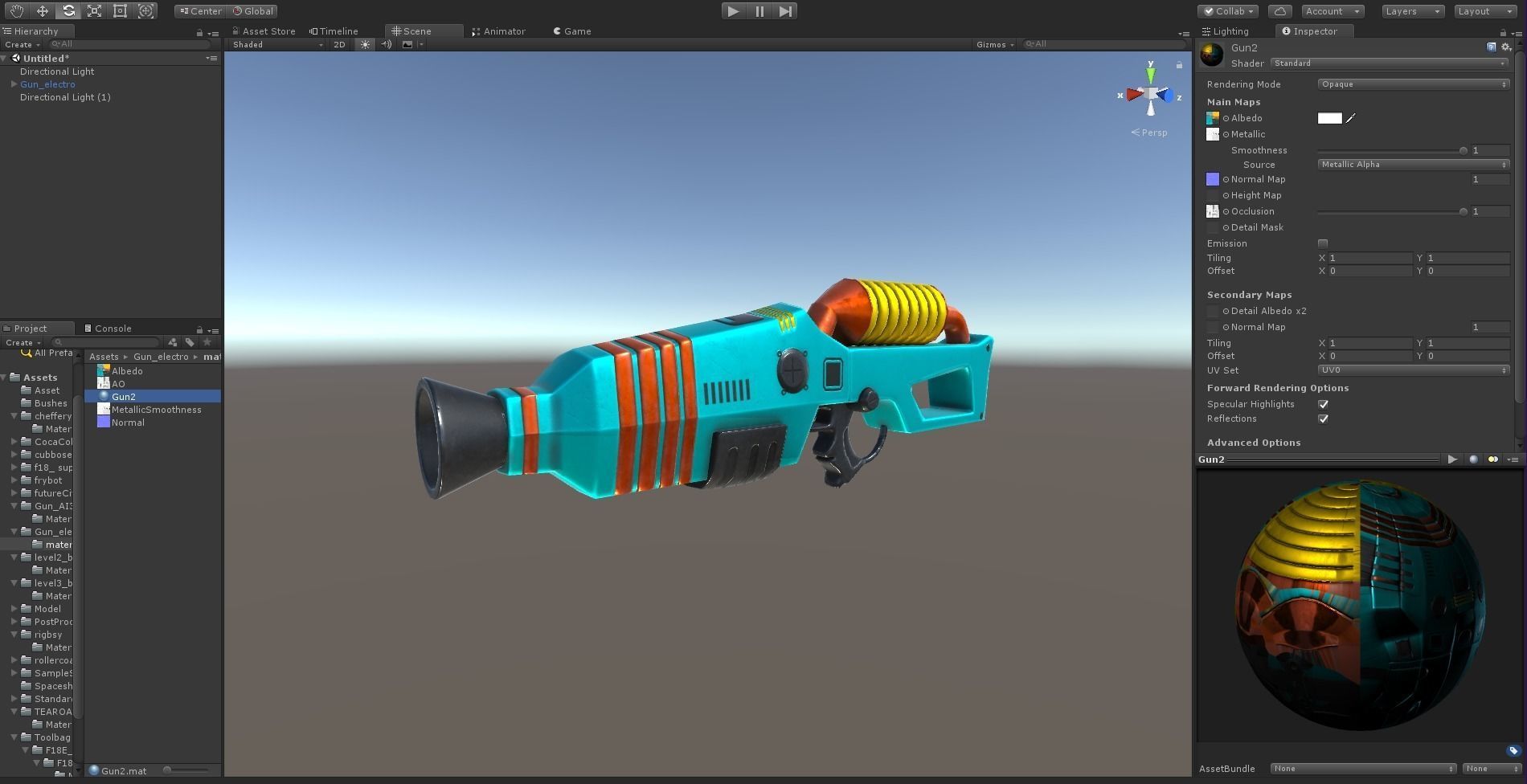 Gun Electro VR Unity PKG Low-poly 3D model_7