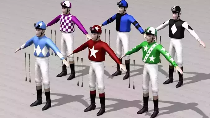 Jockey - Race Horse Jockey - Adult Male - 6 Textures -  3D model