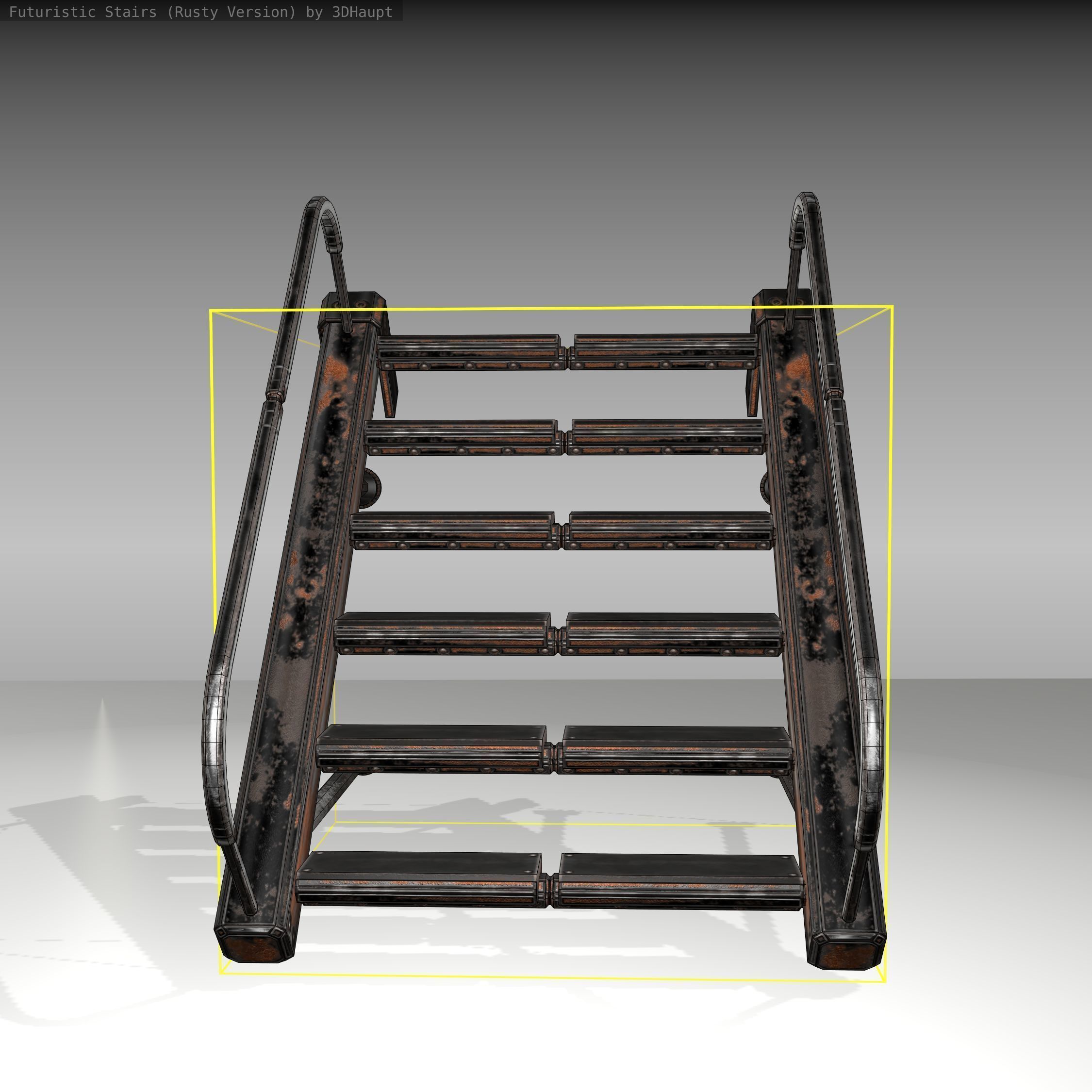 Futuristic Stairs - 17 - Rusty Textures Low-poly 3D model_13