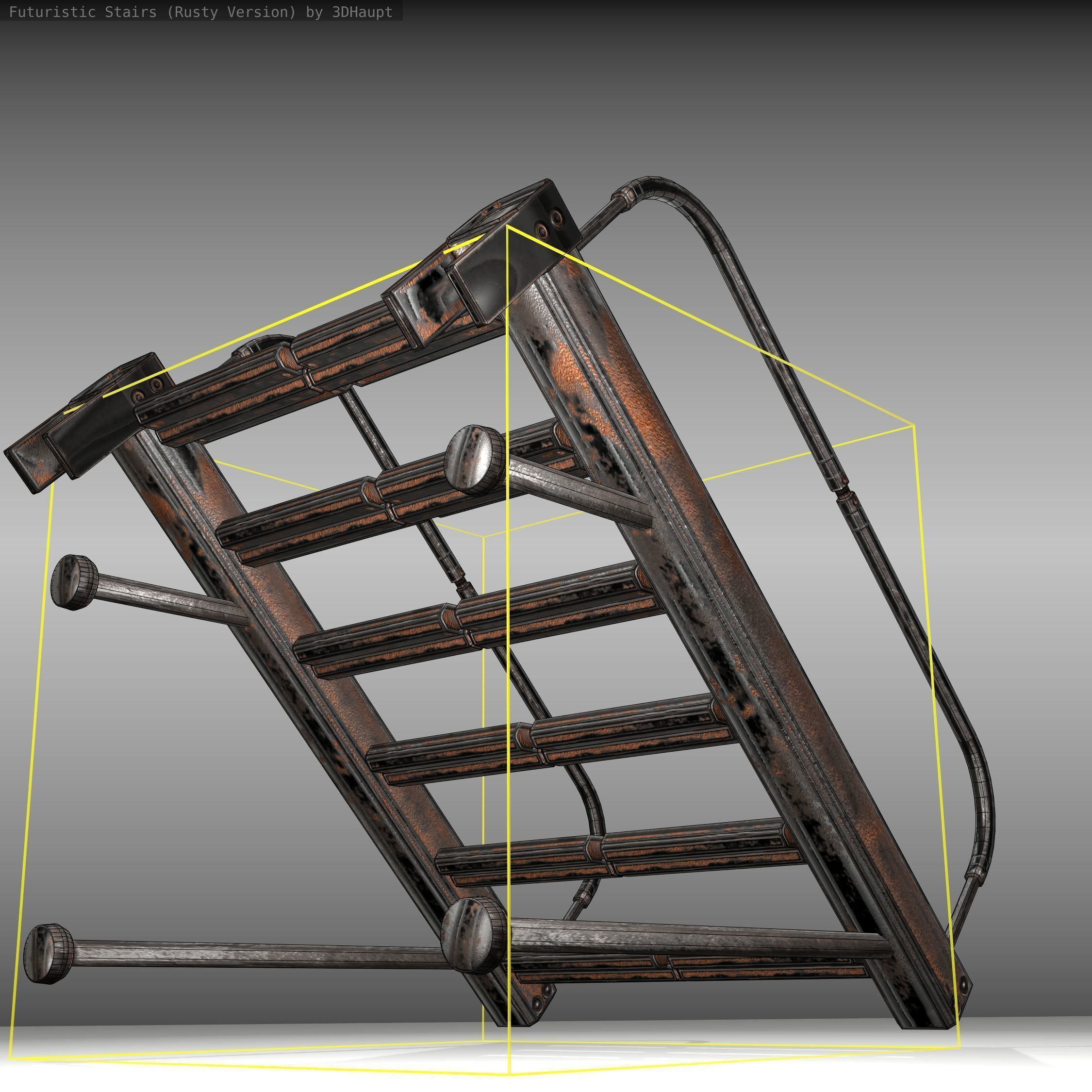Futuristic Stairs - 17 - Rusty Textures Low-poly 3D model_20