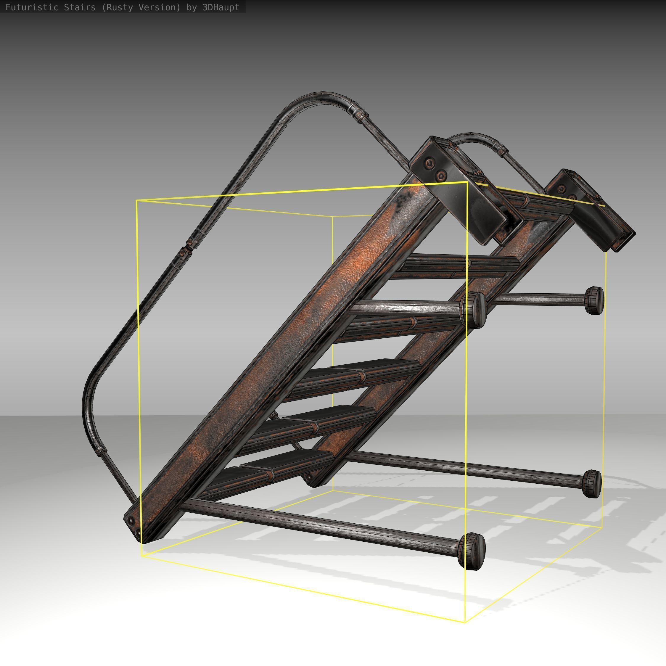 Futuristic Stairs - 17 - Rusty Textures Low-poly 3D model_9