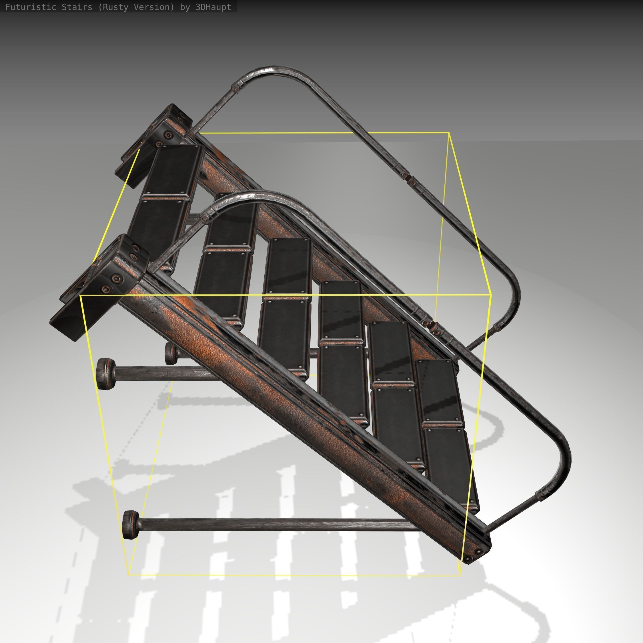 Futuristic Stairs - 17 - Rusty Textures Low-poly 3D model_4