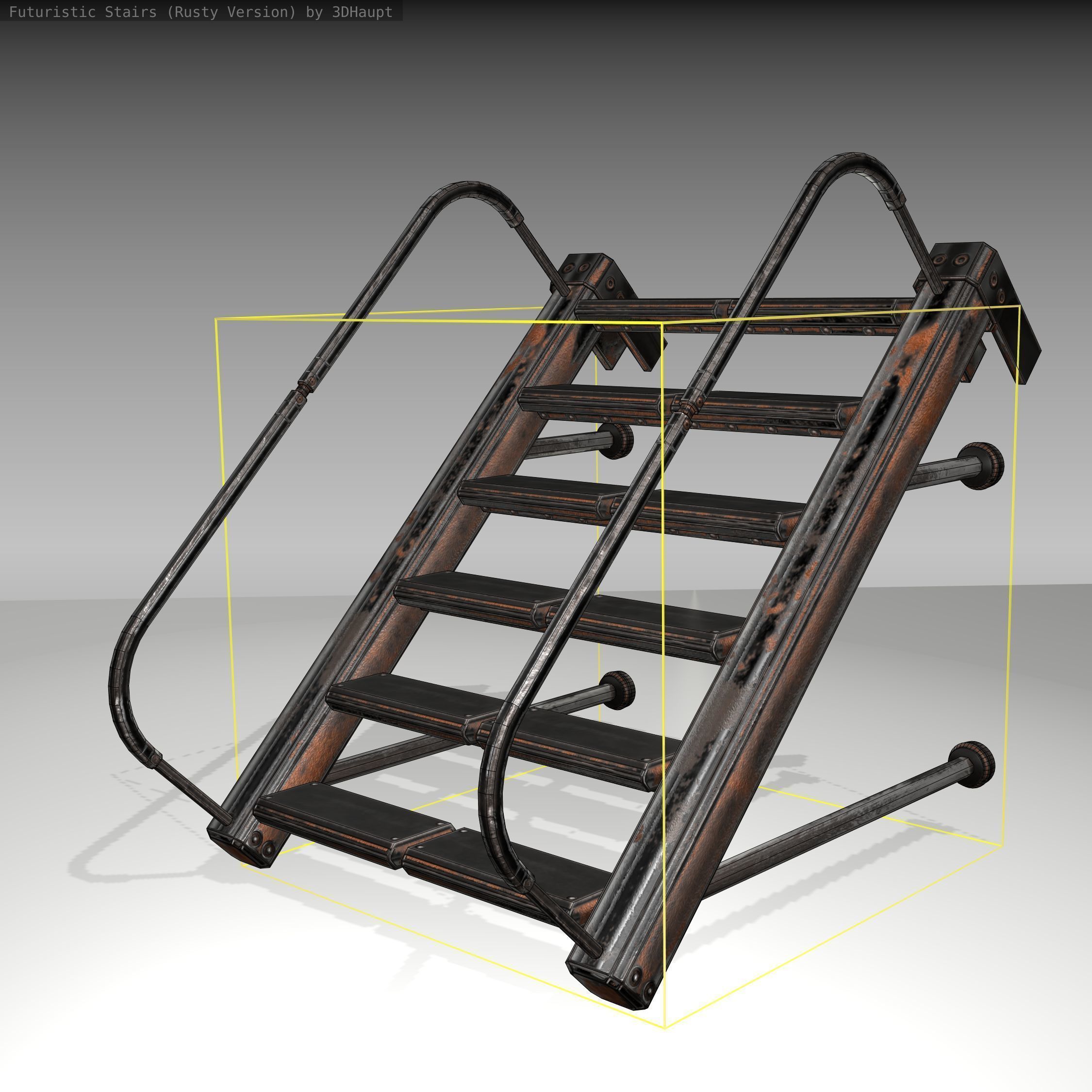 Futuristic Stairs - 17 - Rusty Textures Low-poly 3D model_22