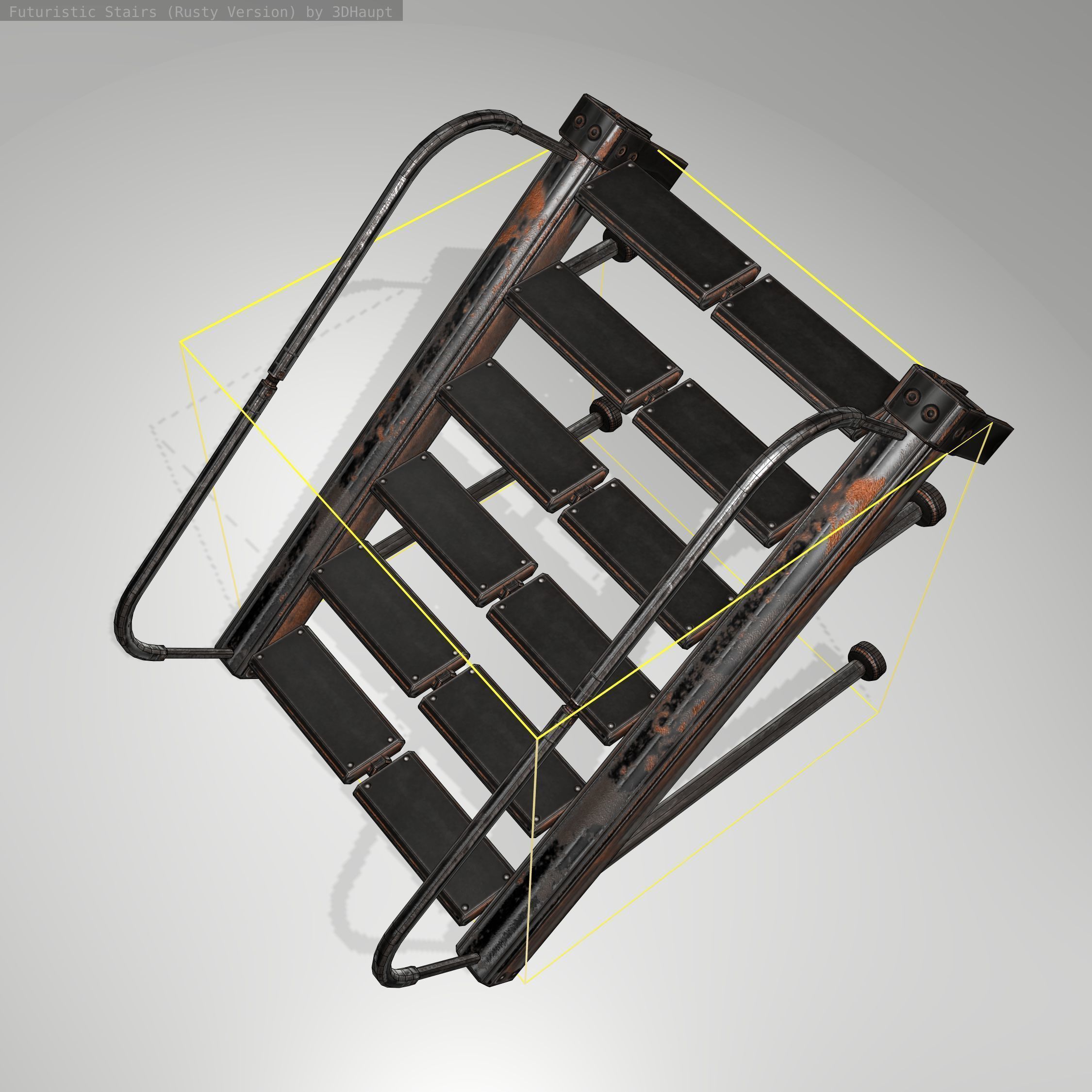 Futuristic Stairs - 17 - Rusty Textures Low-poly 3D model_15