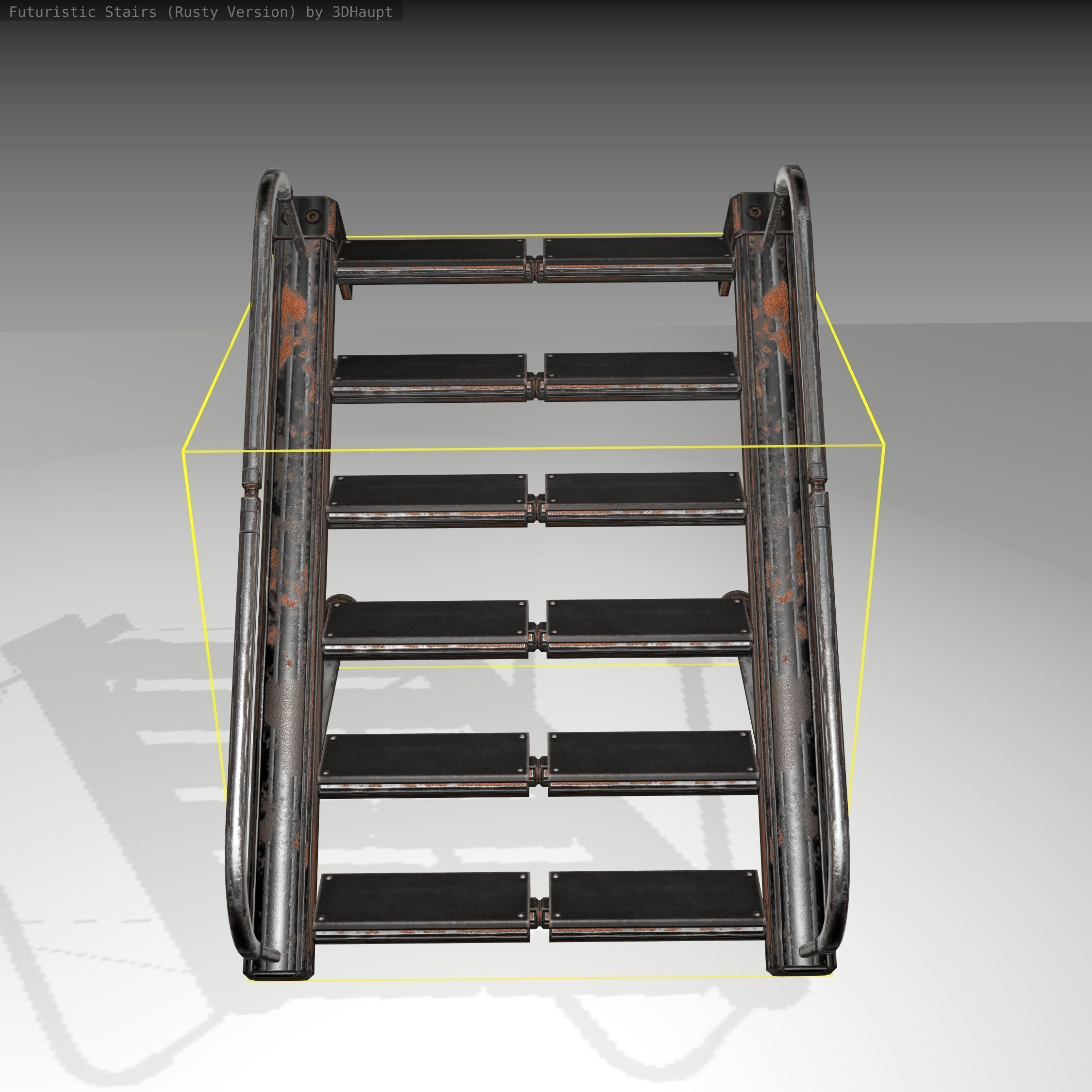 Futuristic Stairs - 17 - Rusty Textures Low-poly 3D model_6