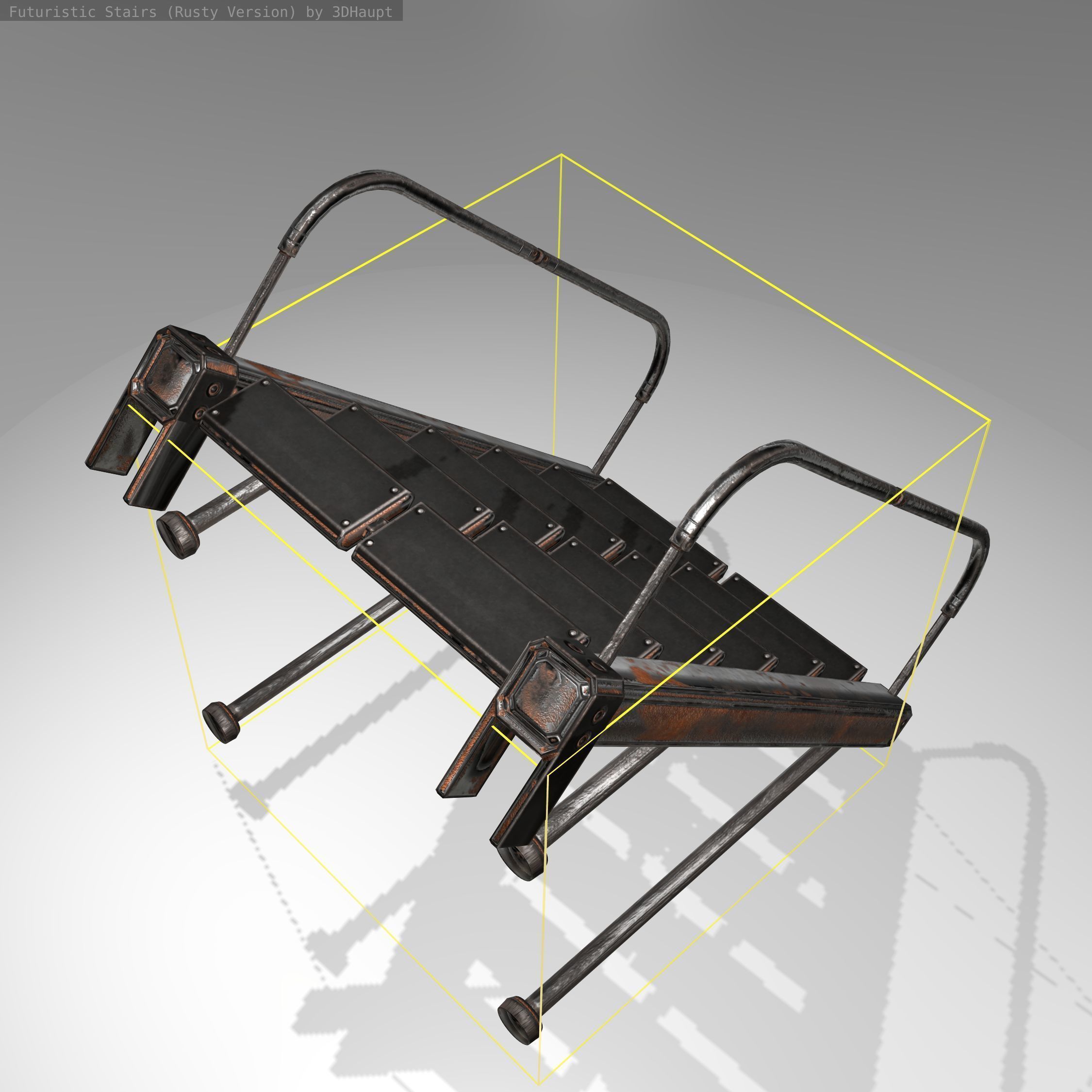 Futuristic Stairs - 17 - Rusty Textures Low-poly 3D model_17