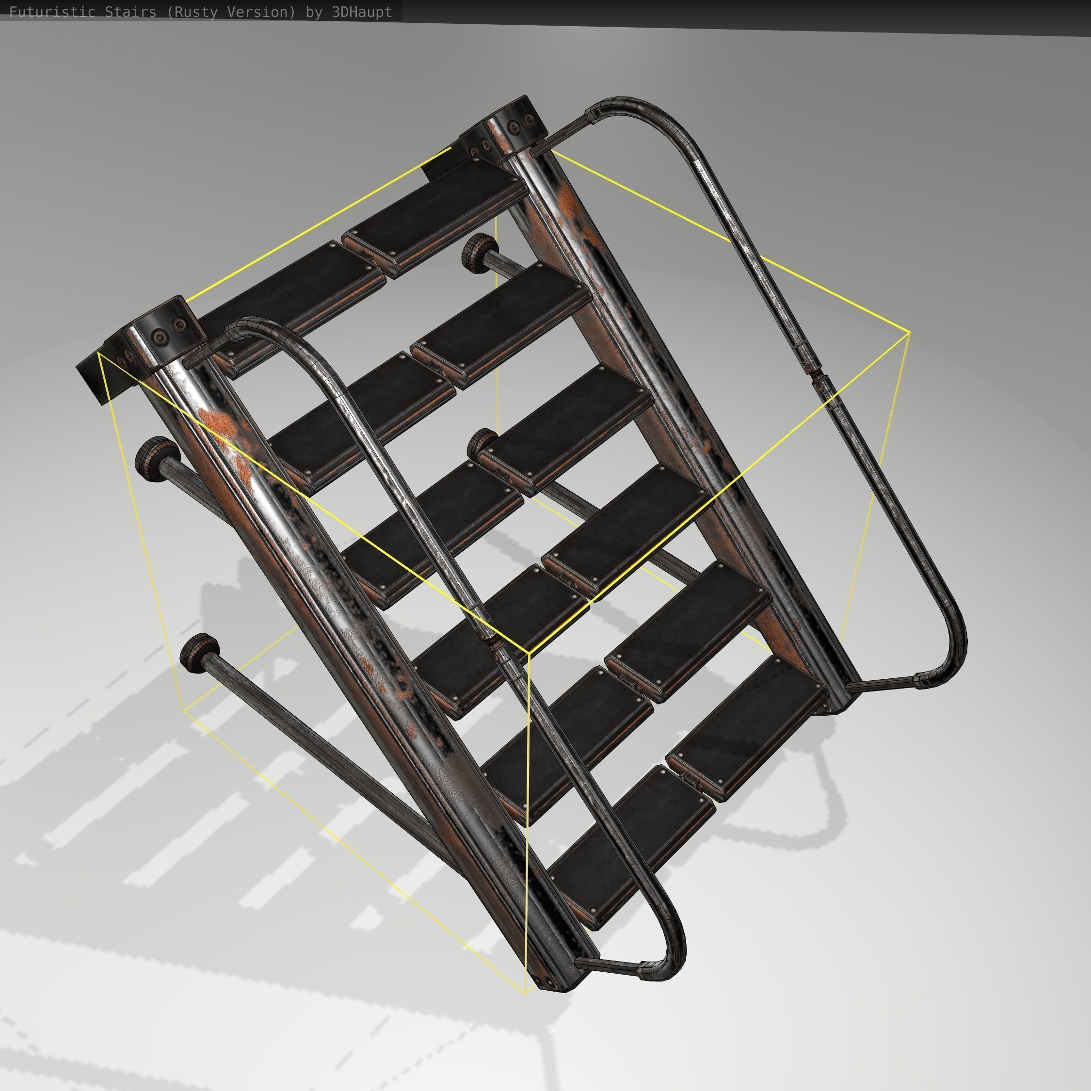 Futuristic Stairs - 17 - Rusty Textures Low-poly 3D model_18