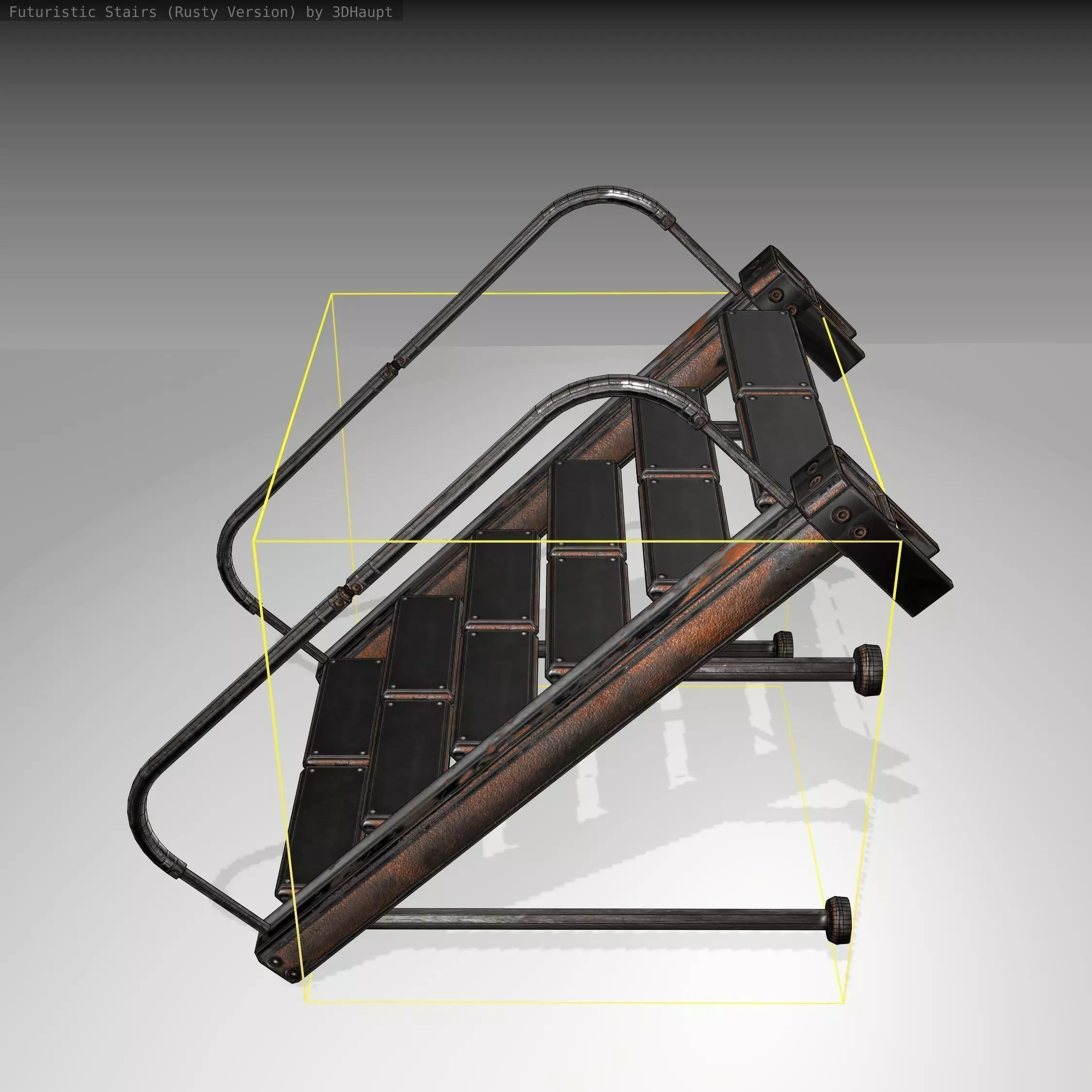 Futuristic Stairs - 17 - Rusty Textures Low-poly 3D model_0