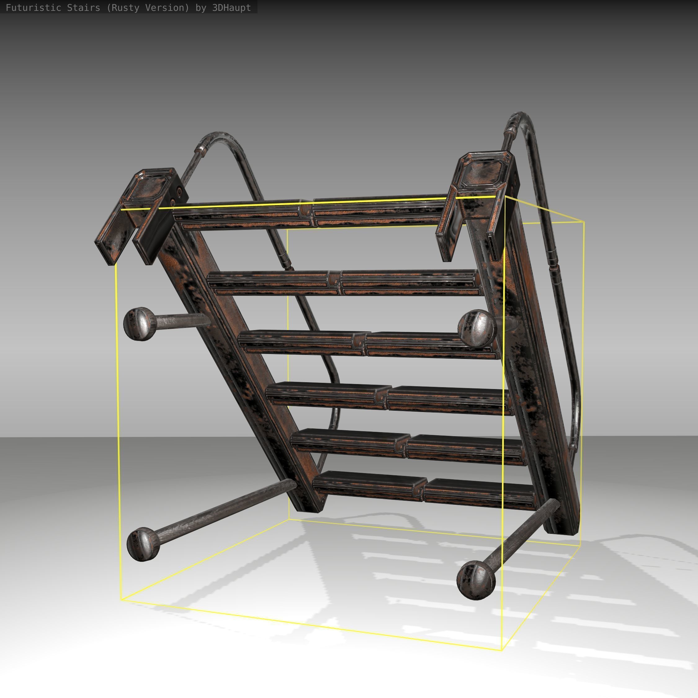 Futuristic Stairs - 17 - Rusty Textures Low-poly 3D model_10