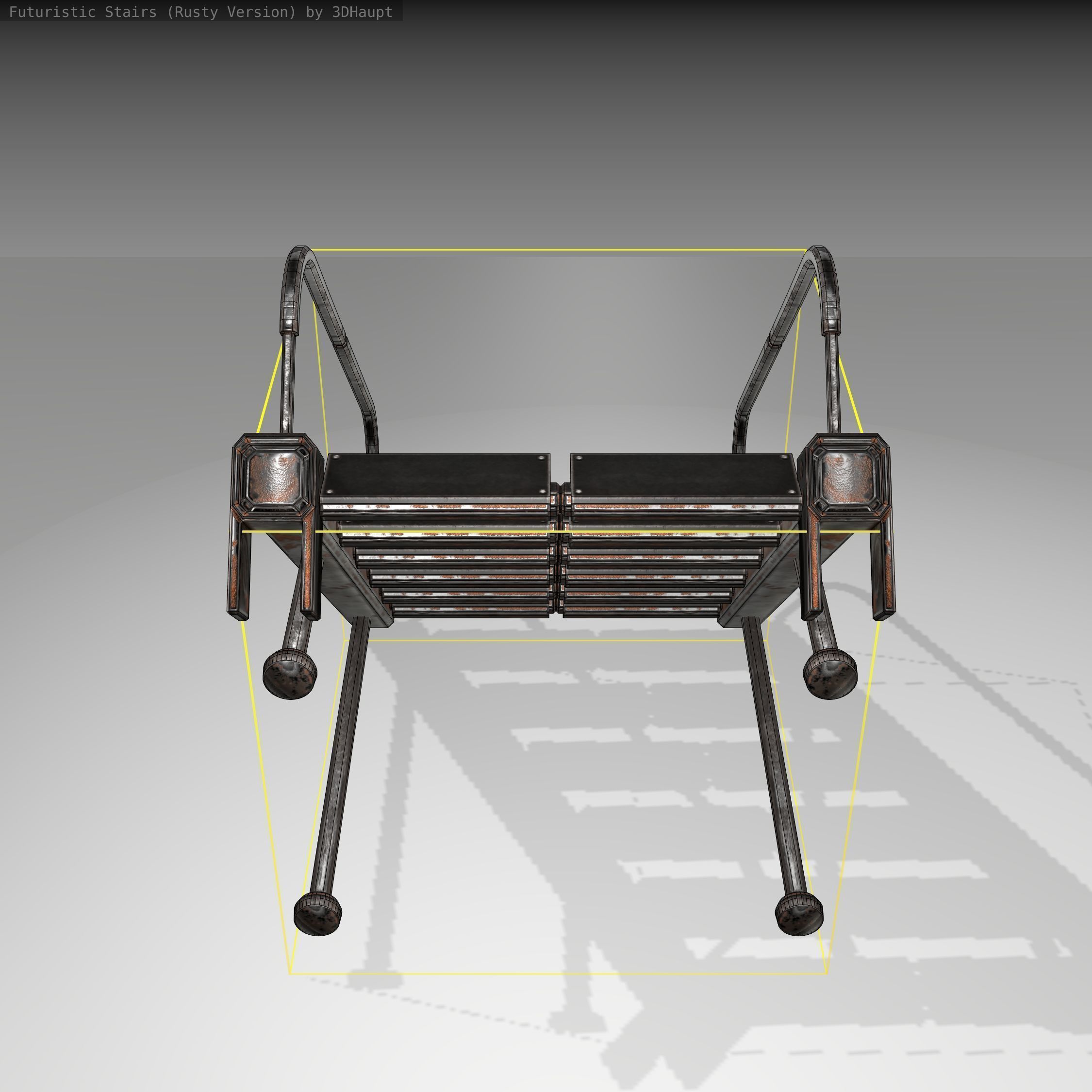 Futuristic Stairs - 17 - Rusty Textures Low-poly 3D model_2