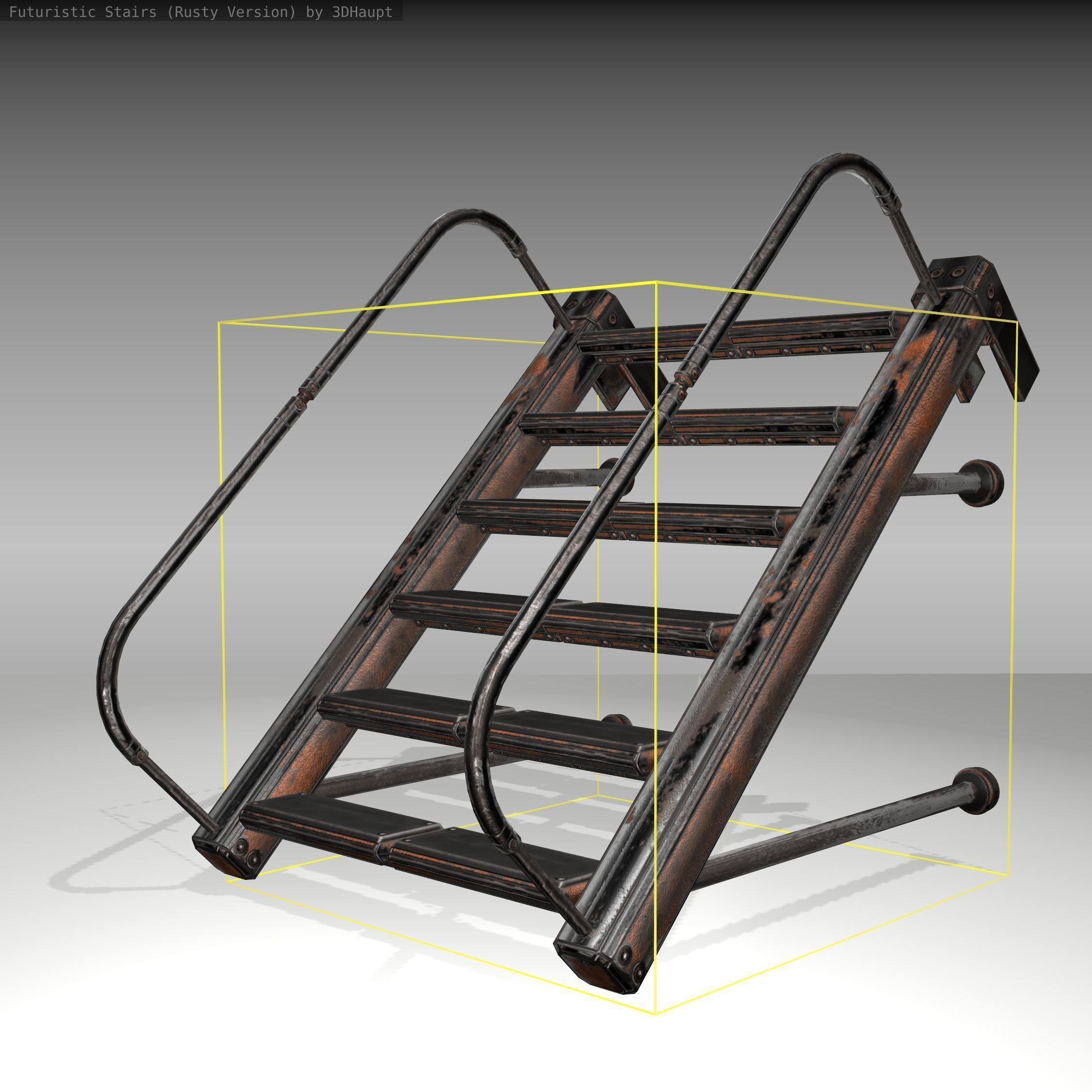 Futuristic Stairs - 17 - Rusty Textures Low-poly 3D model_8