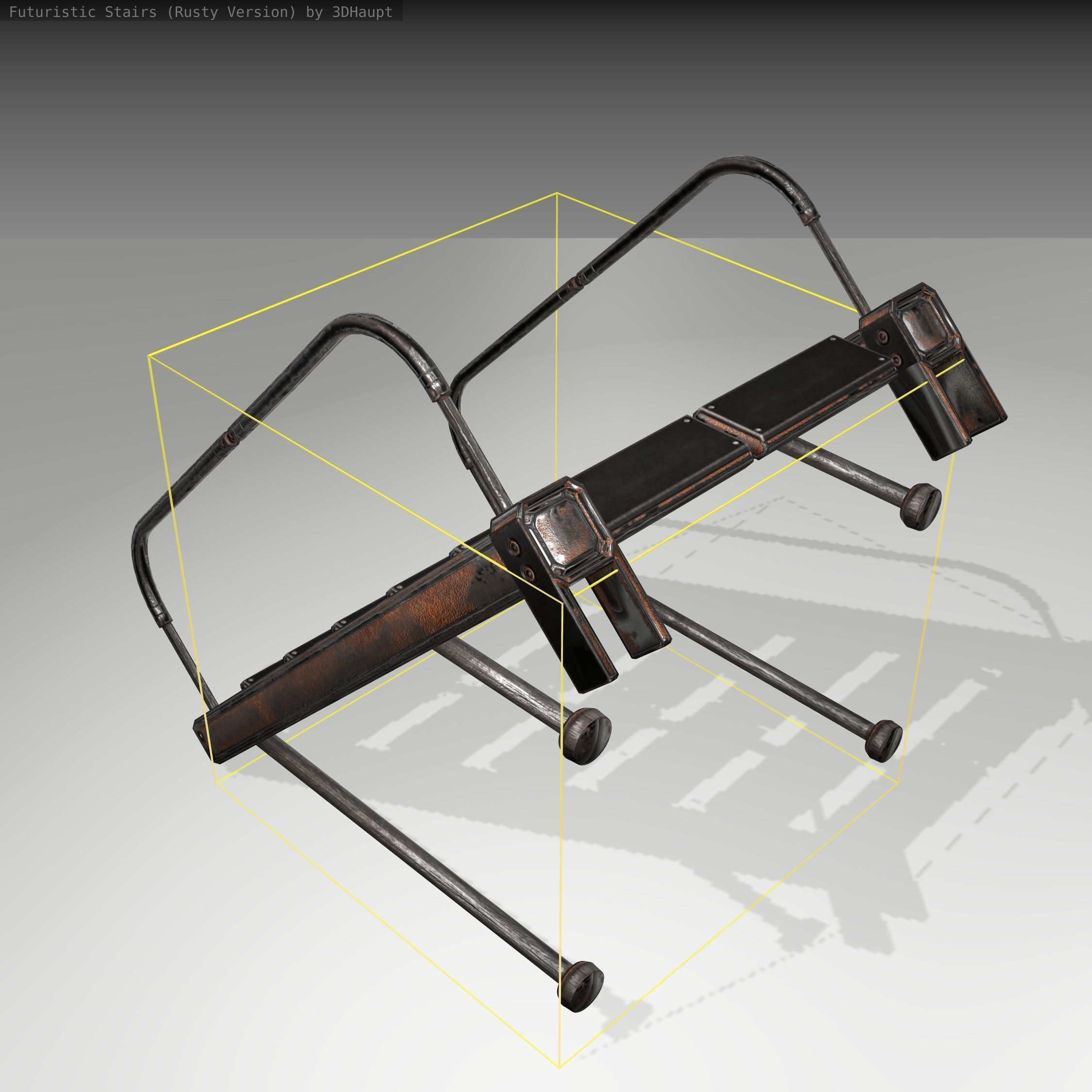 Futuristic Stairs - 17 - Rusty Textures Low-poly 3D model_1