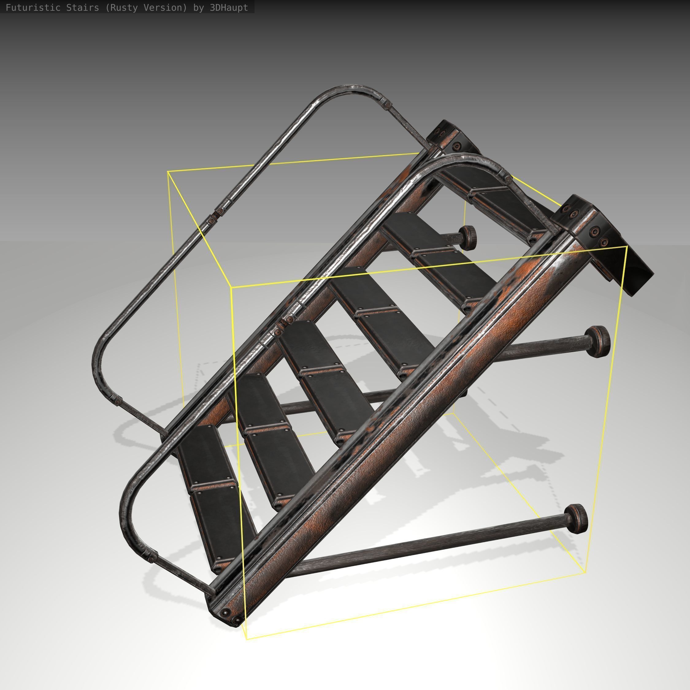 Futuristic Stairs - 17 - Rusty Textures Low-poly 3D model_23