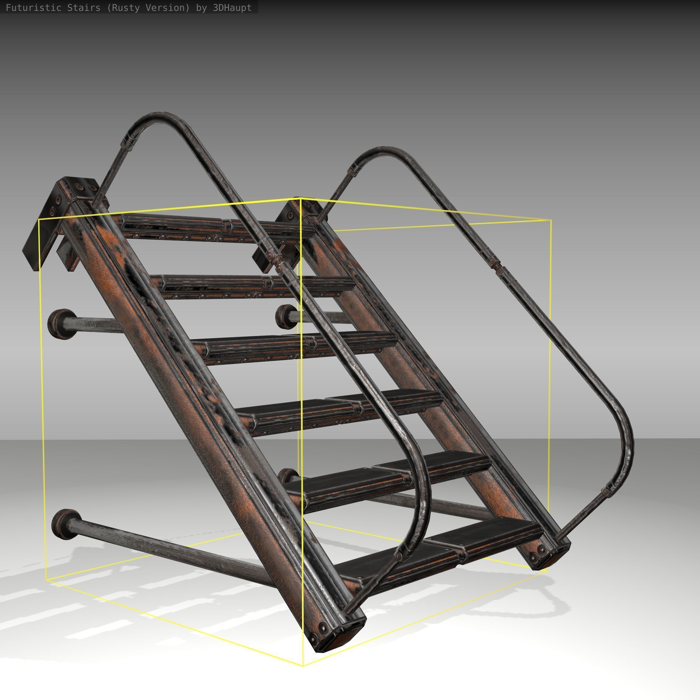 Futuristic Stairs - 17 - Rusty Textures Low-poly 3D model_12