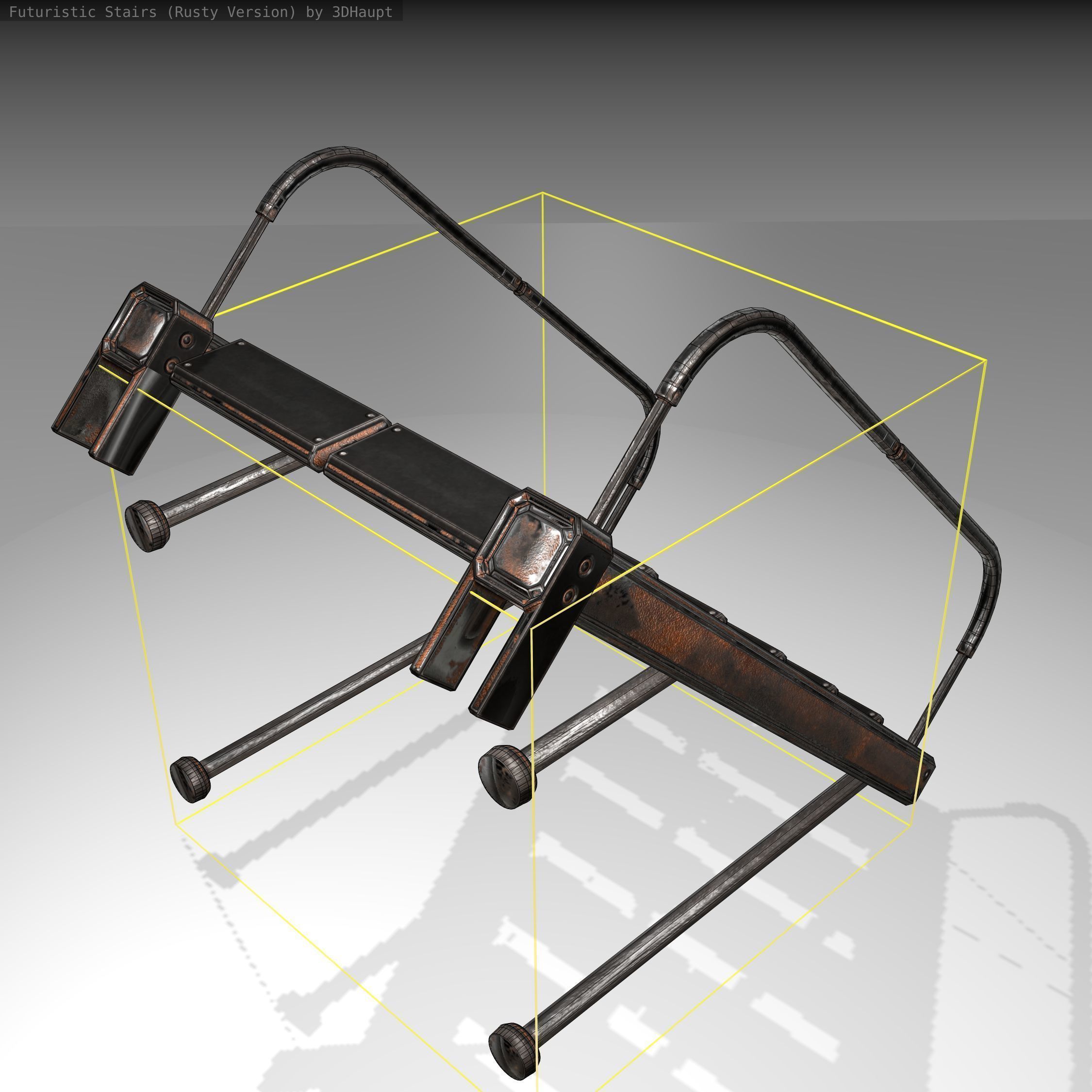 Futuristic Stairs - 17 - Rusty Textures Low-poly 3D model_3