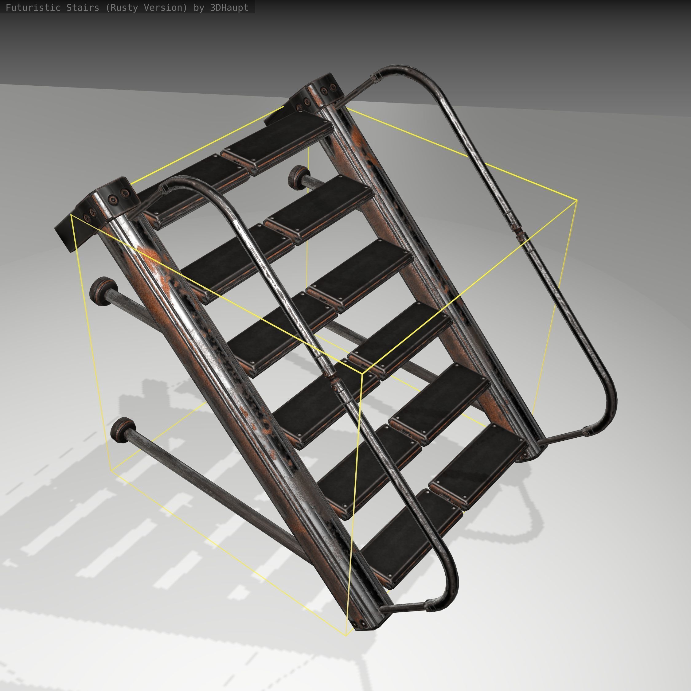 Futuristic Stairs - 17 - Rusty Textures Low-poly 3D model_19