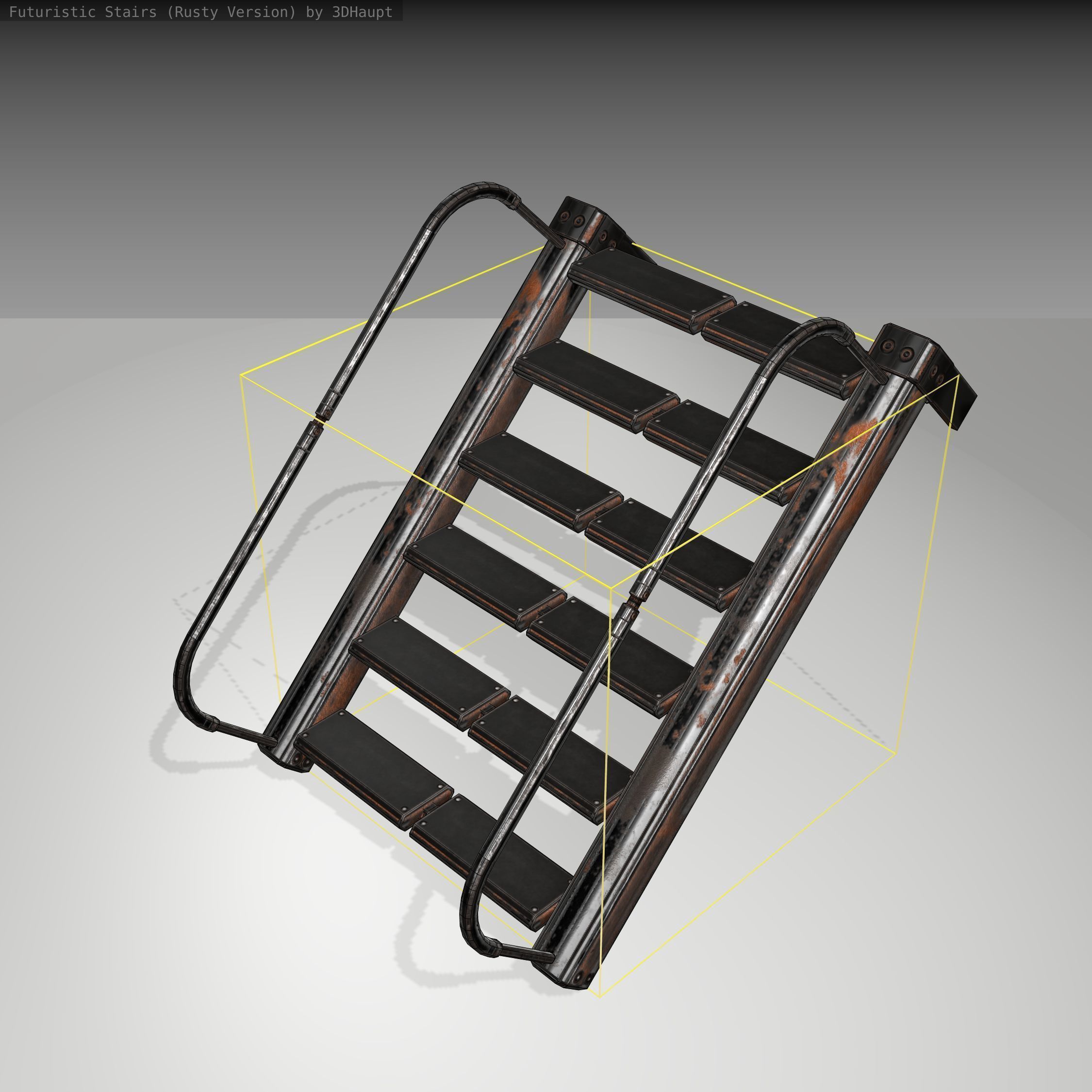 Futuristic Stairs - 17 - Rusty Textures Low-poly 3D model_24