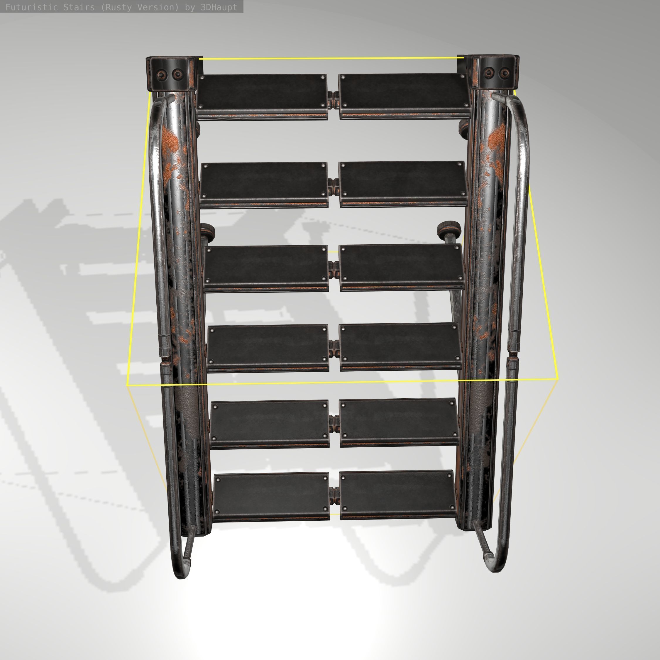 Futuristic Stairs - 17 - Rusty Textures Low-poly 3D model_14
